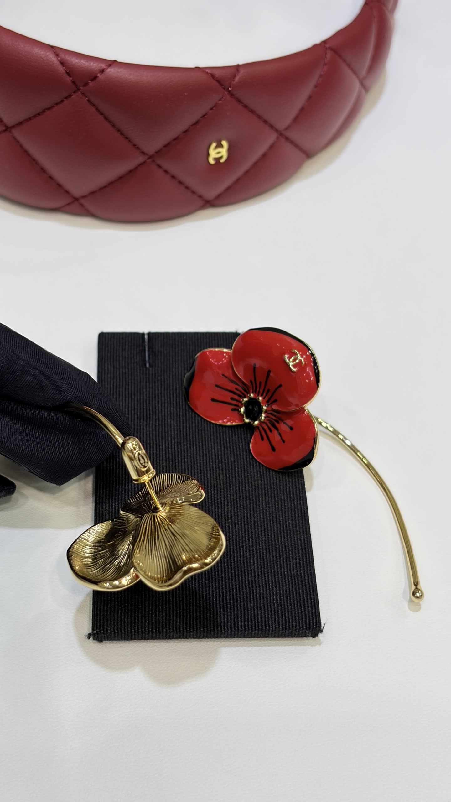 Chanel Red Flower Earrings