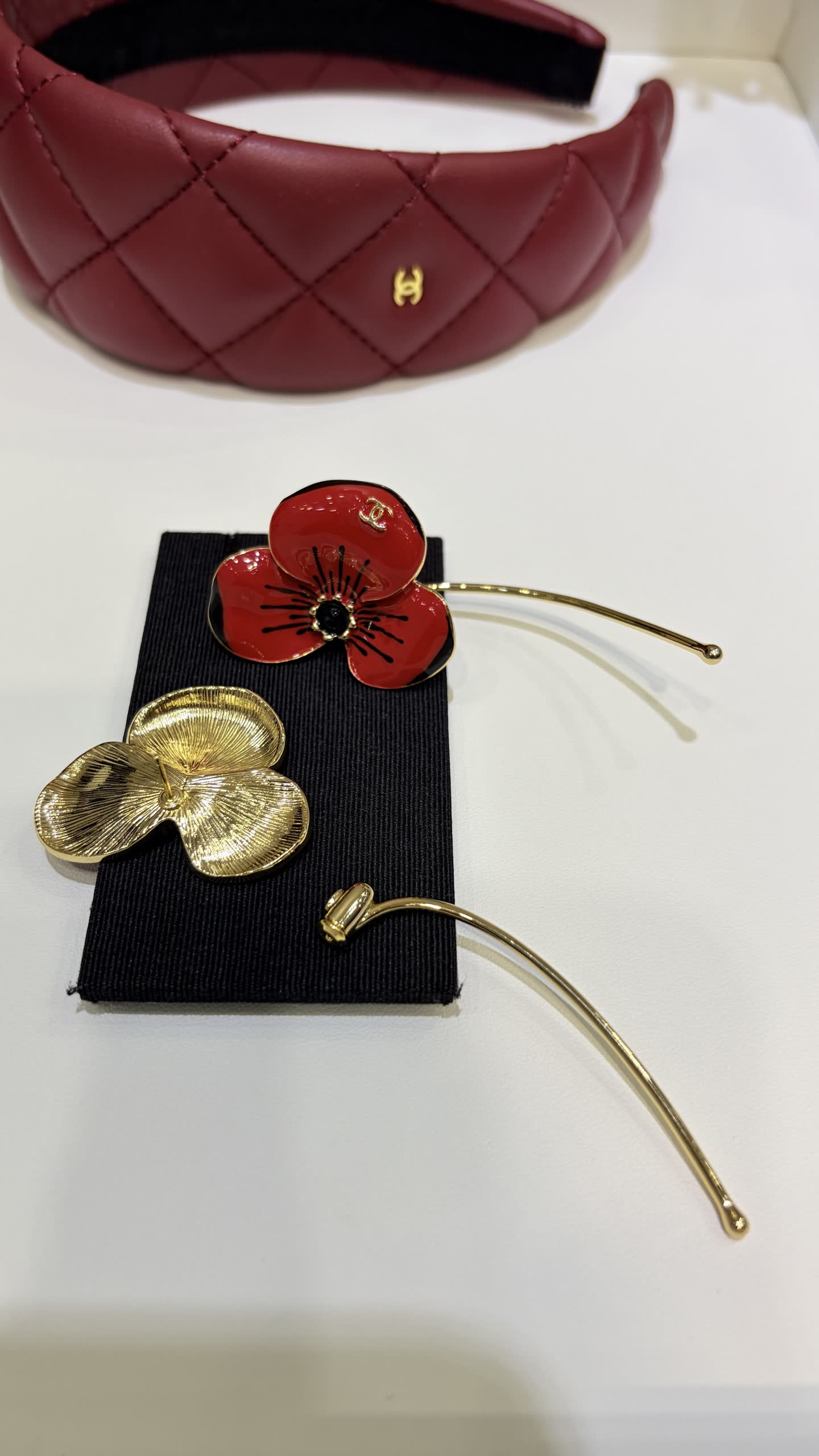 Chanel Red Flower Earrings