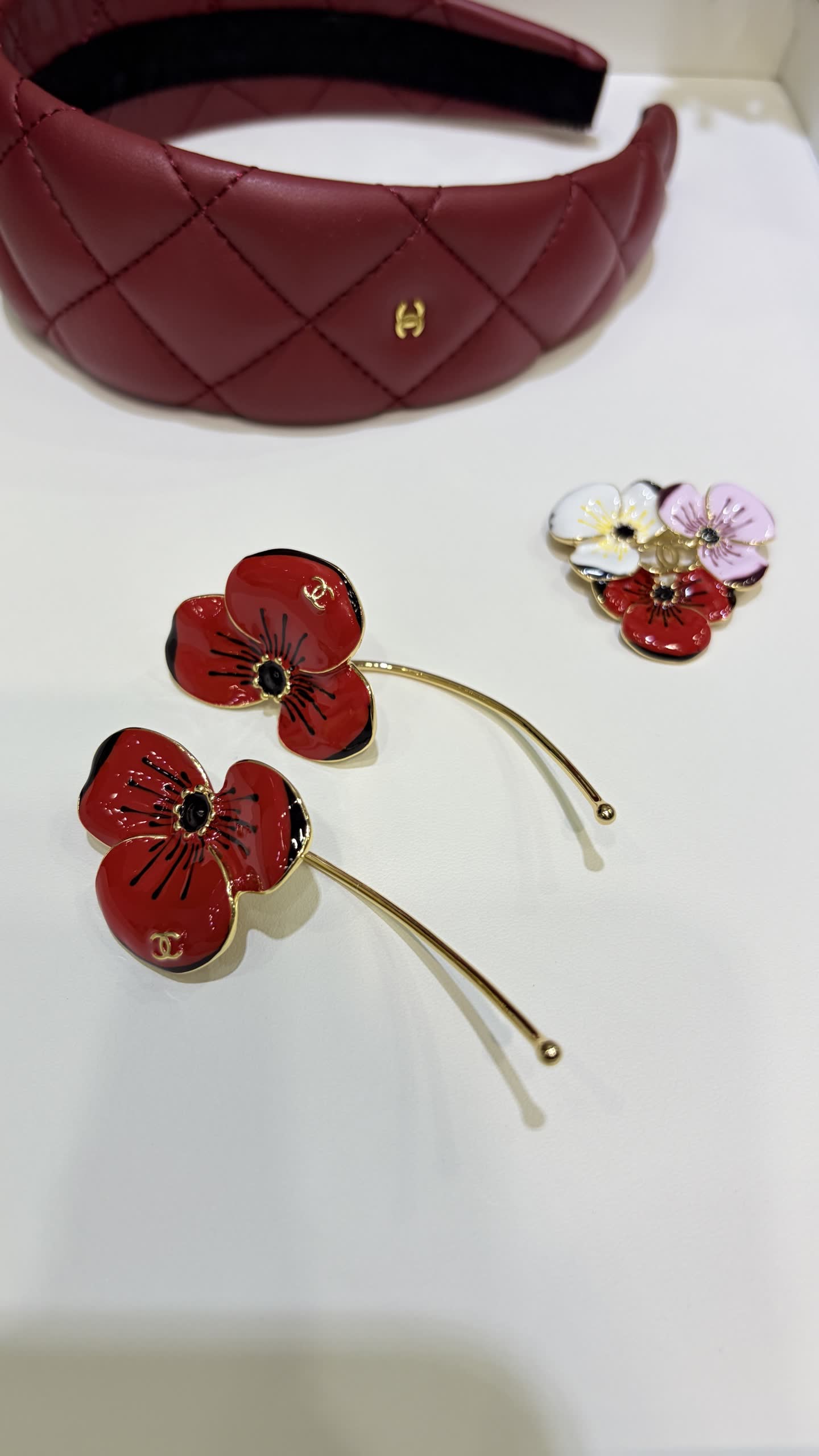 Chanel Red Flower Earrings