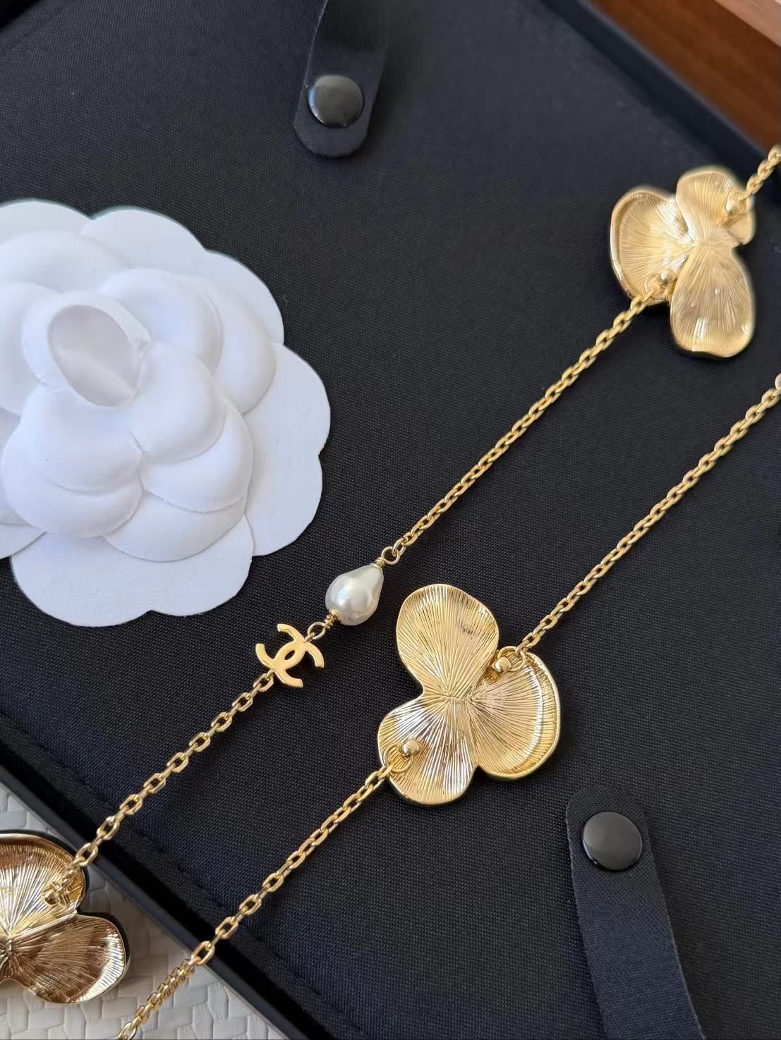 Chanel Camellia Earrings and Necklace Set