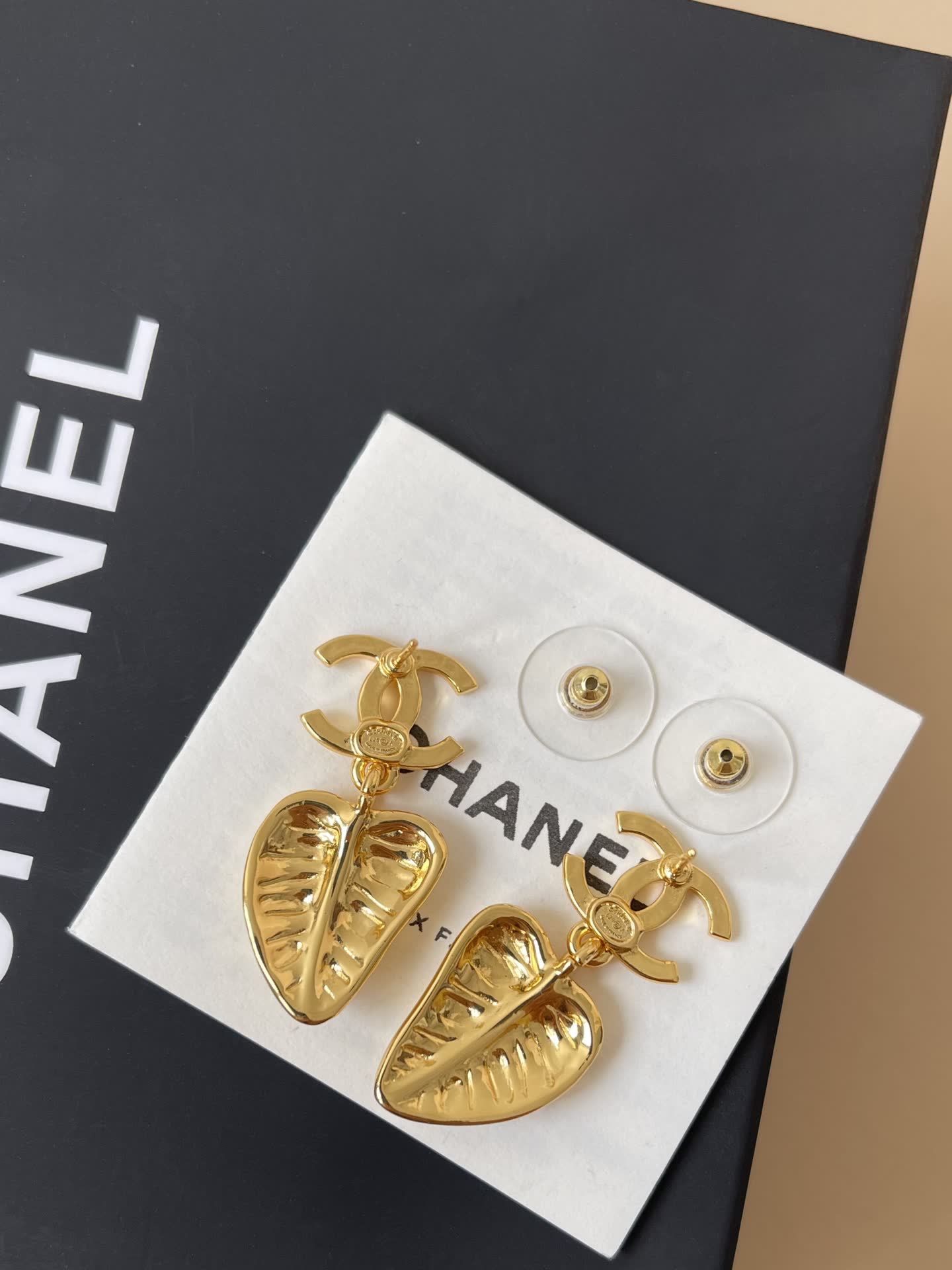 Chanel Heart Shaped Earrings and Necklace Set