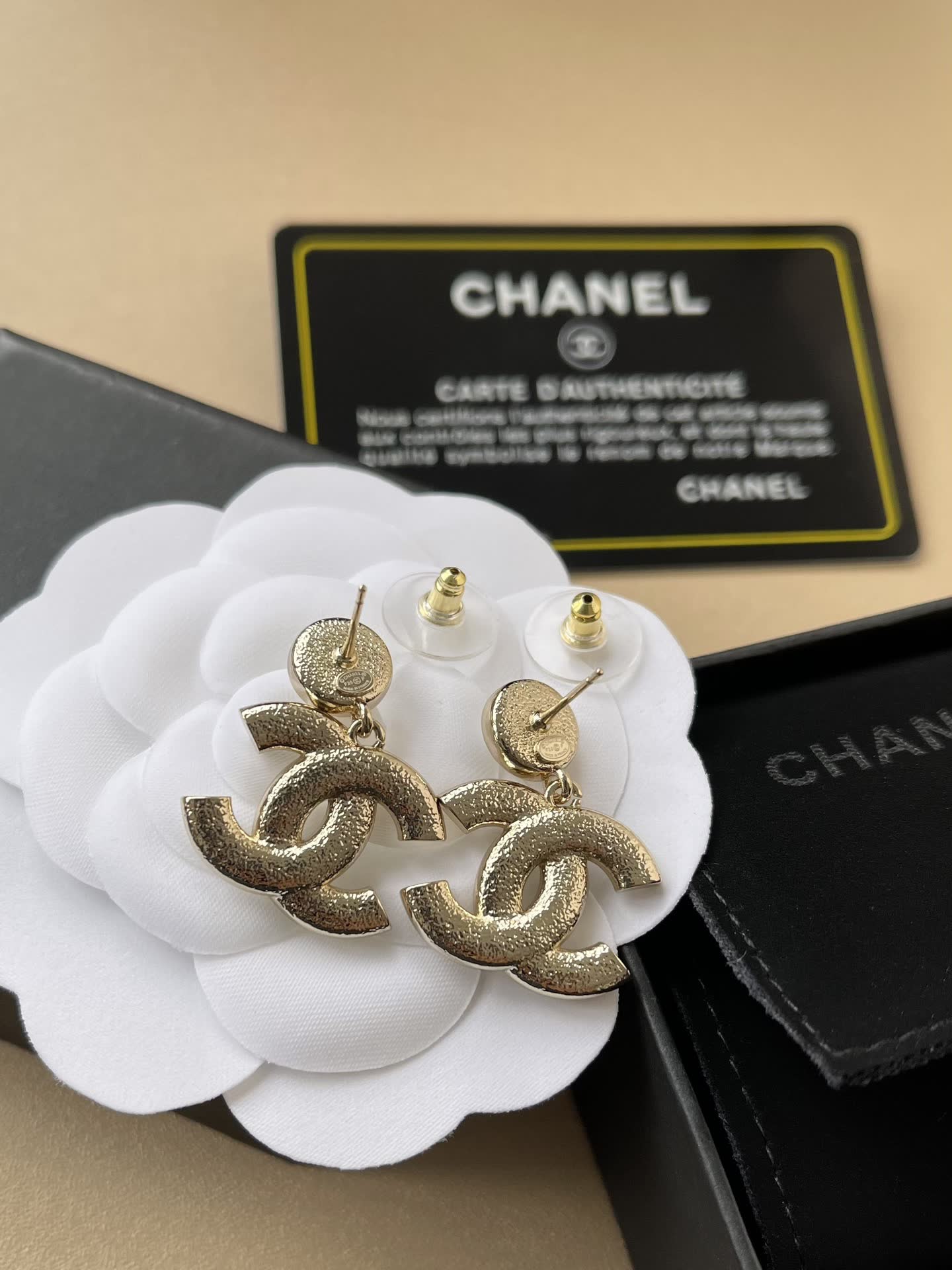 Chanel CC Logo Pearl Earrings
