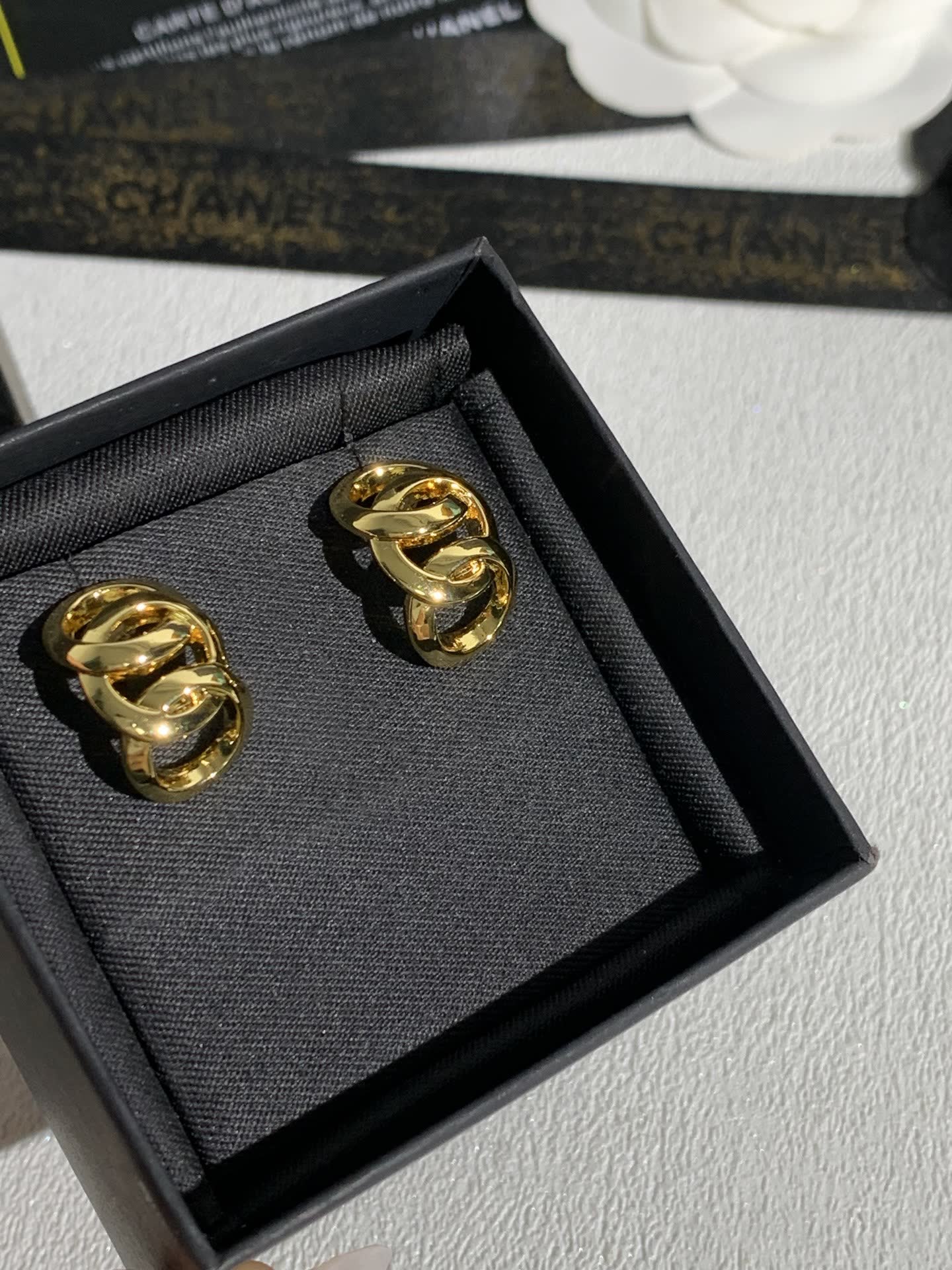 Chanel Gold Knot Stud Earrings