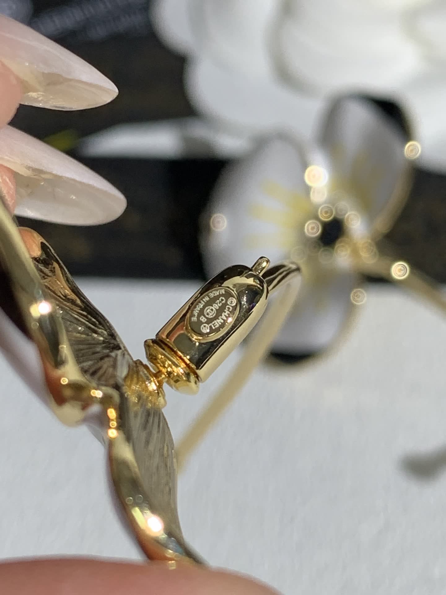 Chanel White Flower Earrings
