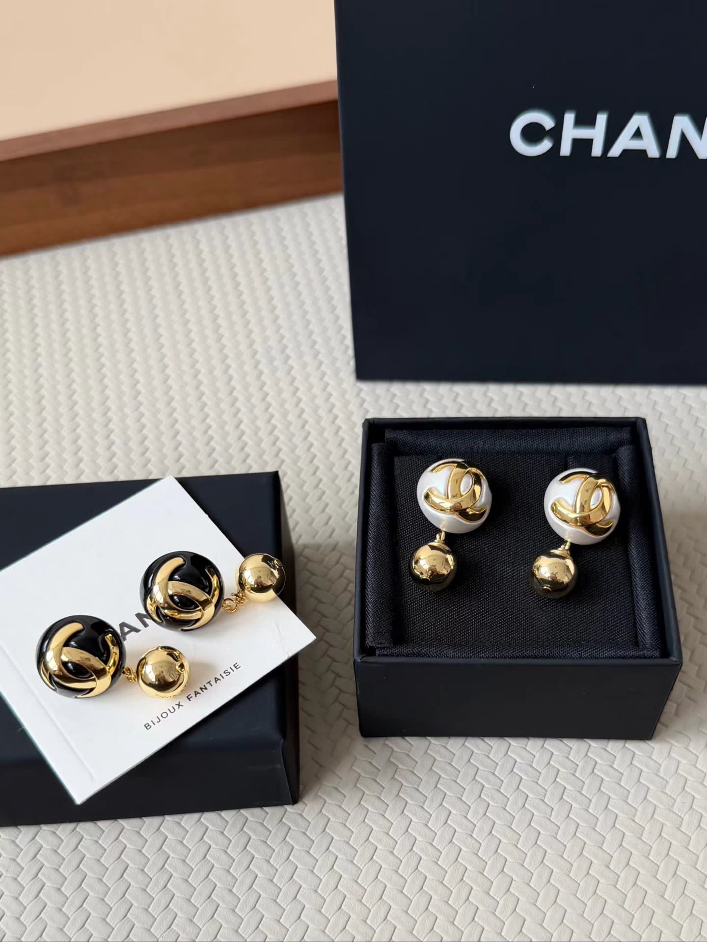Chanel Gold Tone CC Logo Earrings and Necklace Set