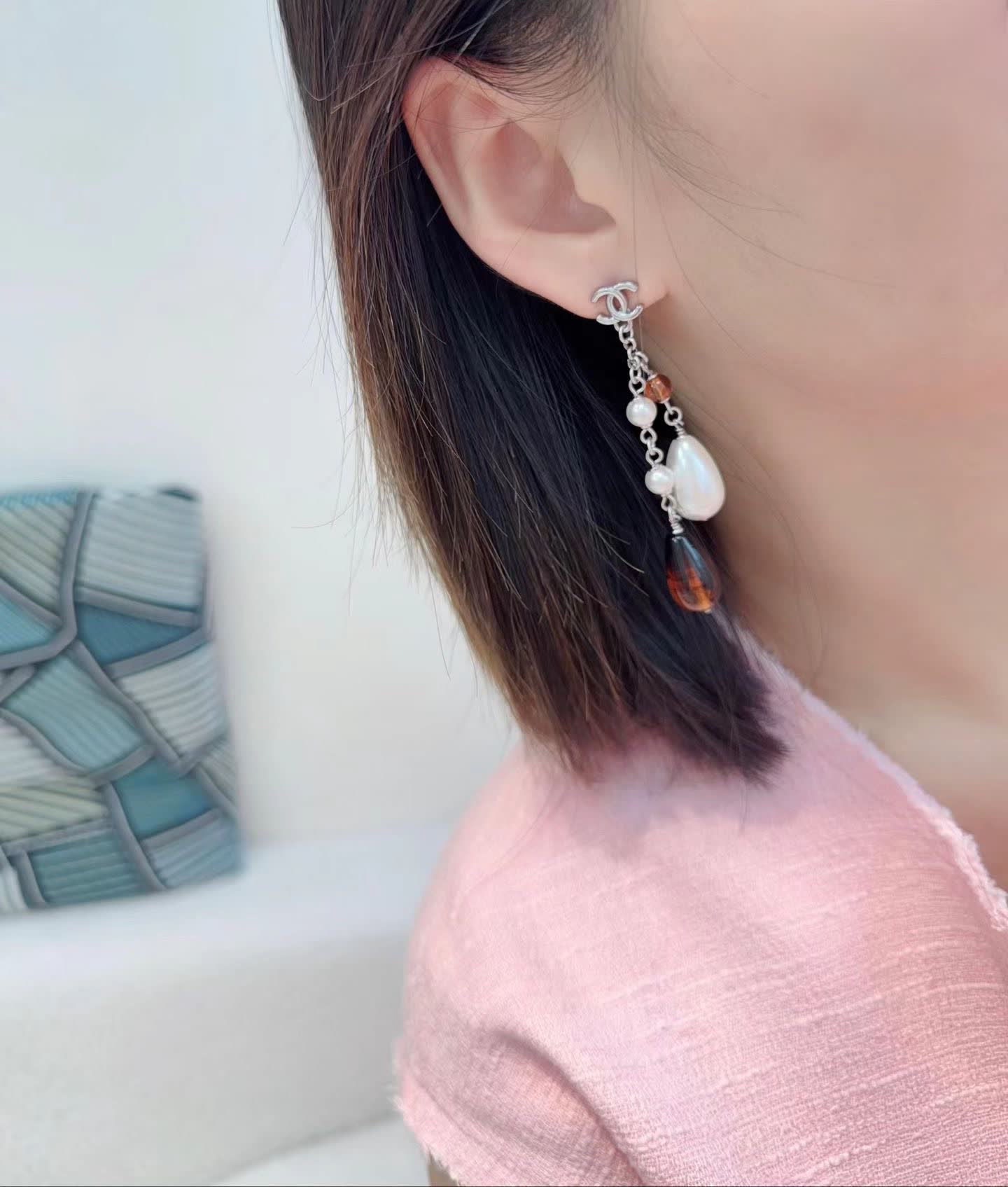 Chanel Pearl and Crystal Earrings Chanel Pearl and Crystal Earrings