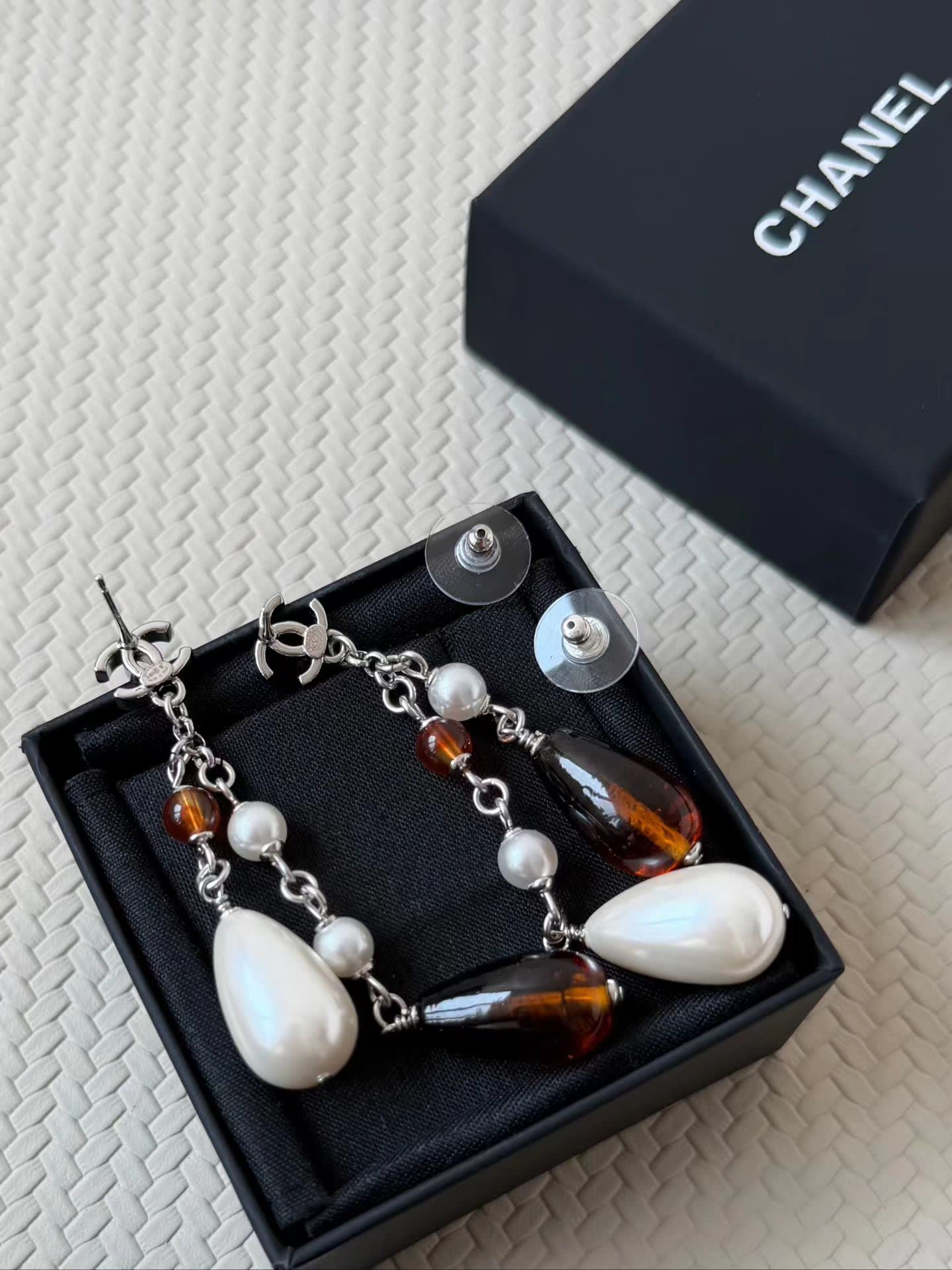 Chanel Pearl and Crystal Earrings