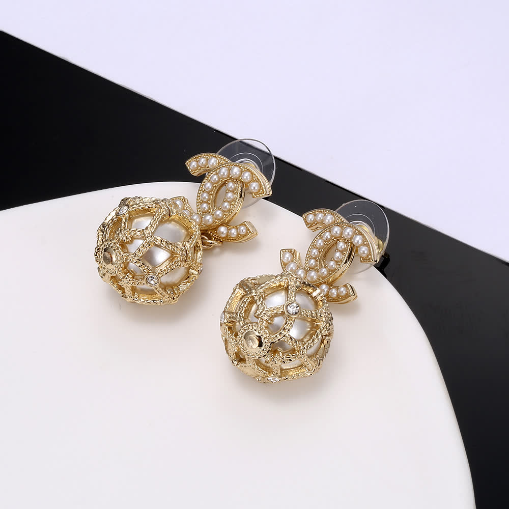 Chanel CC Pearl Earrings