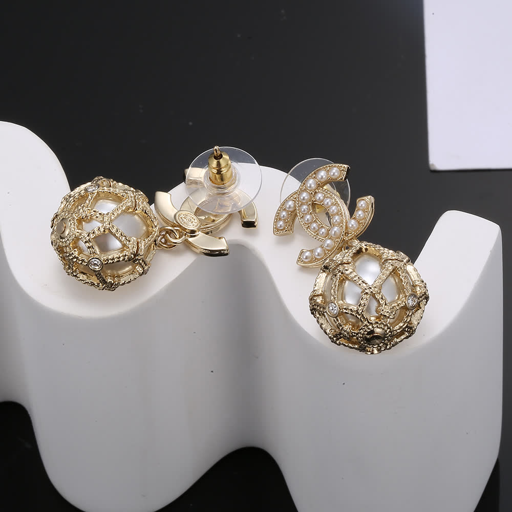 Chanel CC Pearl Earrings