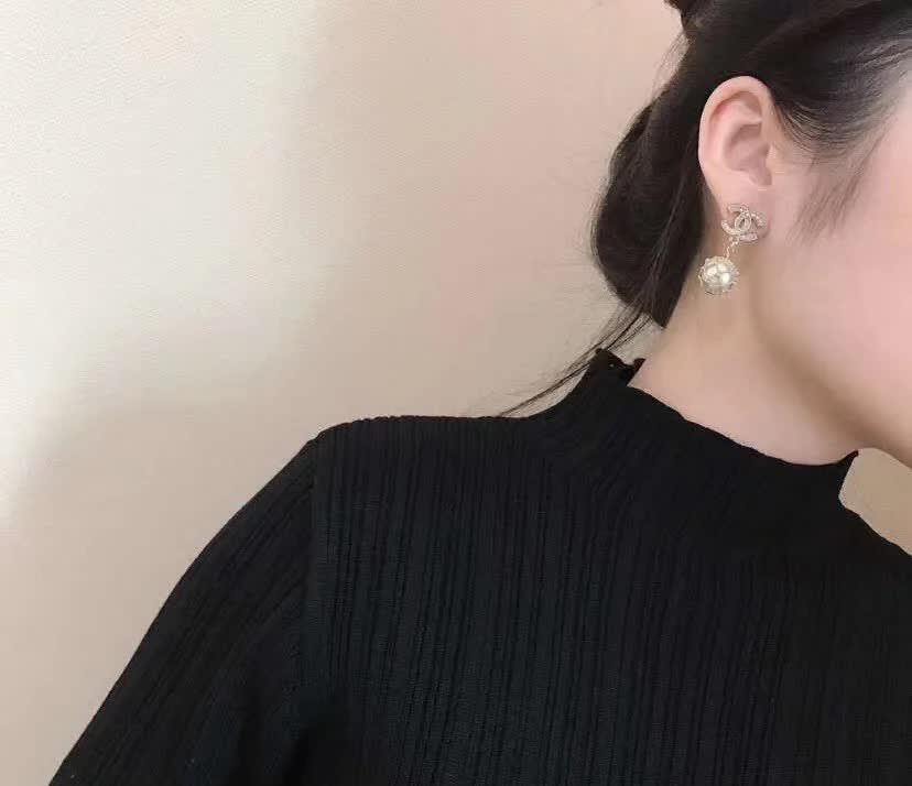 Chanel CC Pearl Earrings