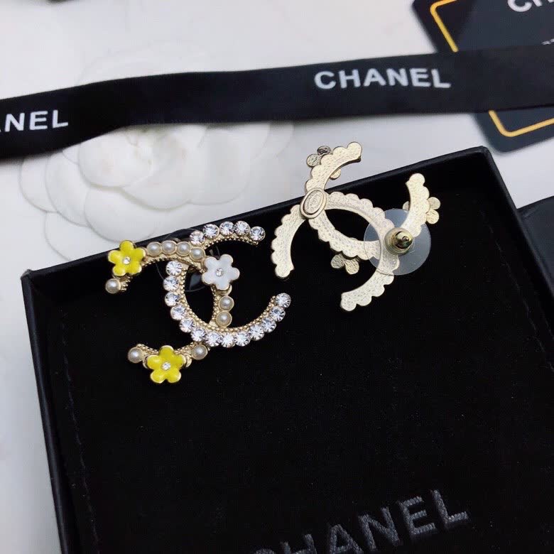 Chanel CC Logo Earrings with Pearls and Flowers