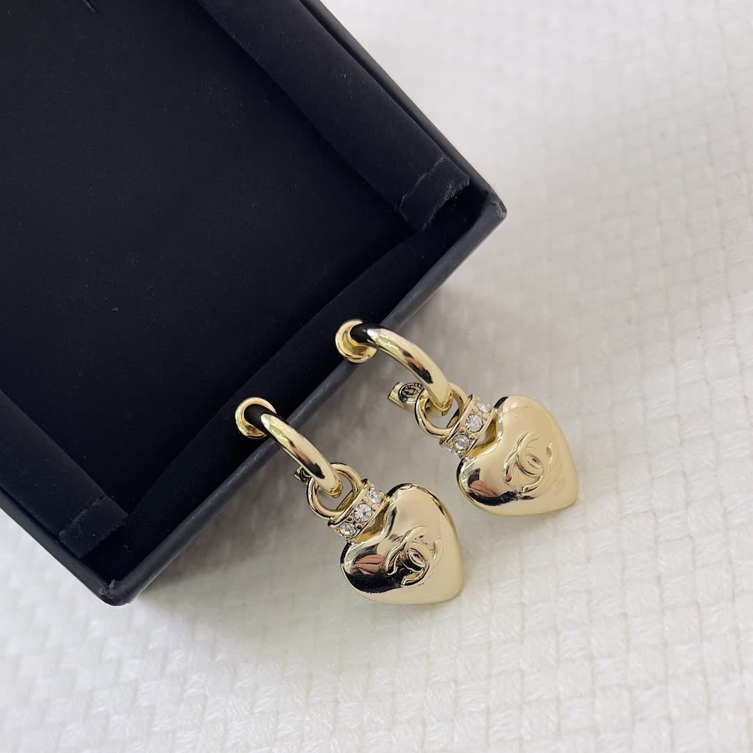 Chanel Pearl and Gold Heart Earrings