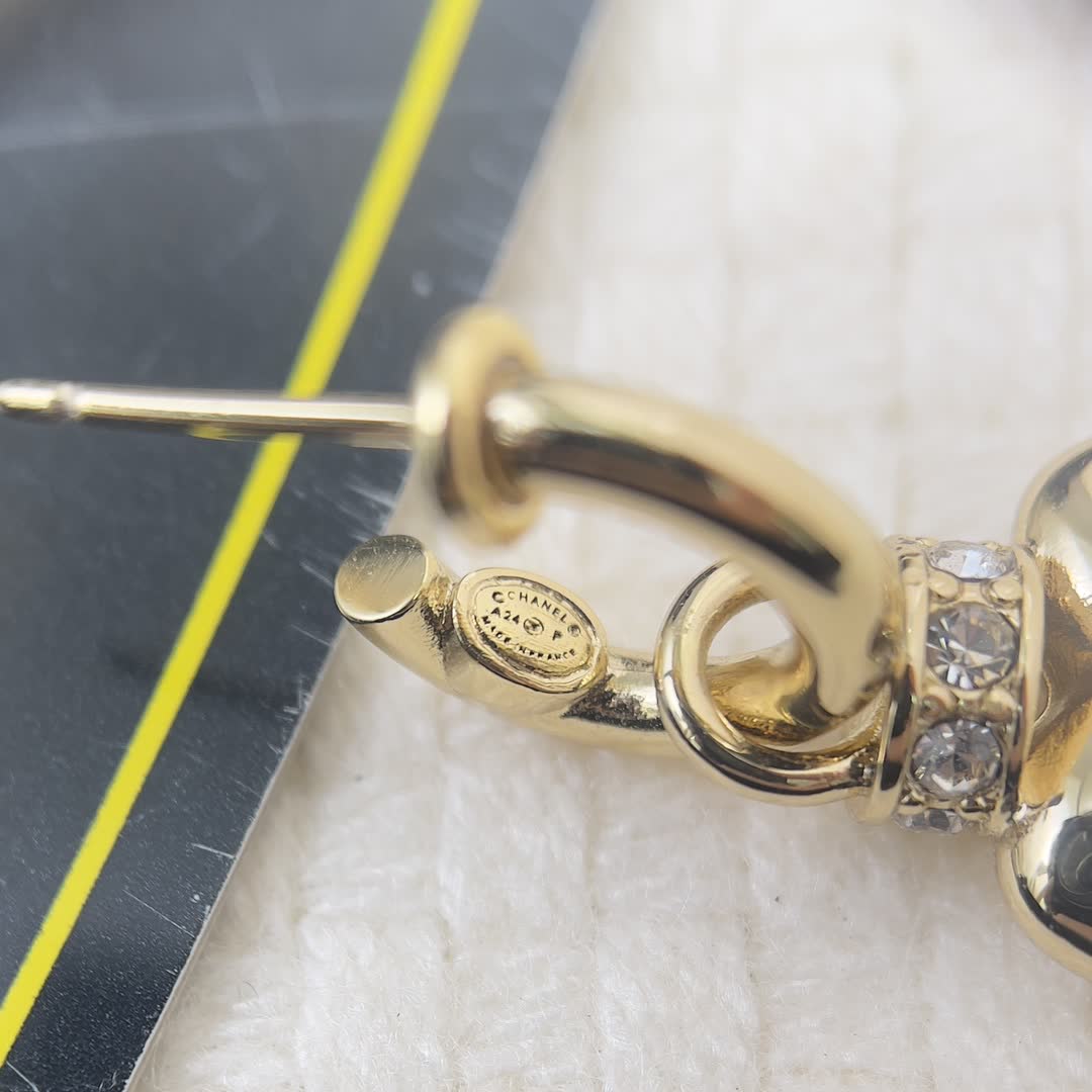 Chanel Pearl and Gold Heart Earrings
