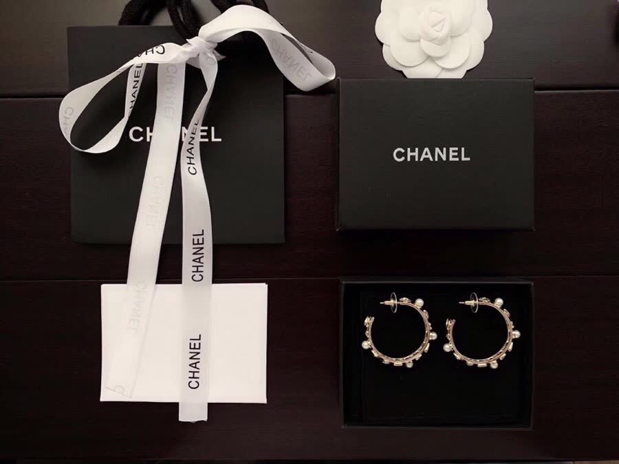Chanel Pearl Hoop Earrings Chanel Pearl Hoop Earrings