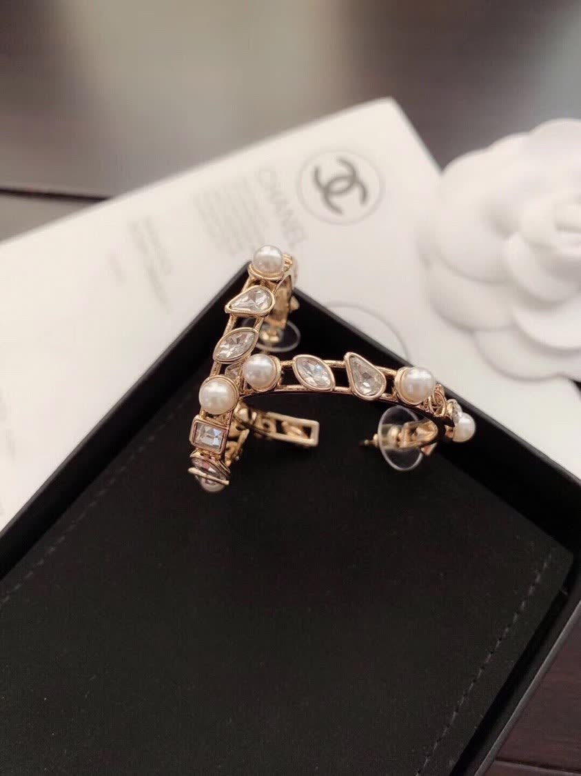 Chanel Pearl Hoop Earrings