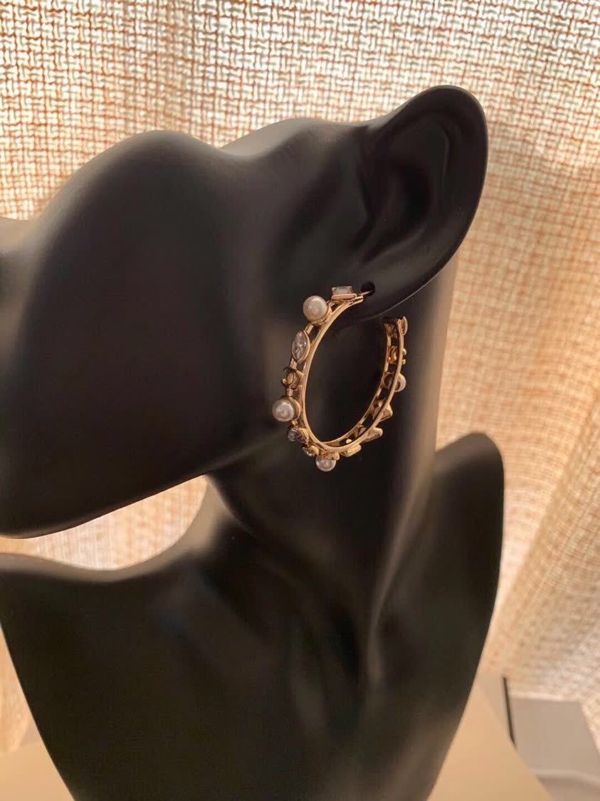 Chanel Pearl Hoop Earrings