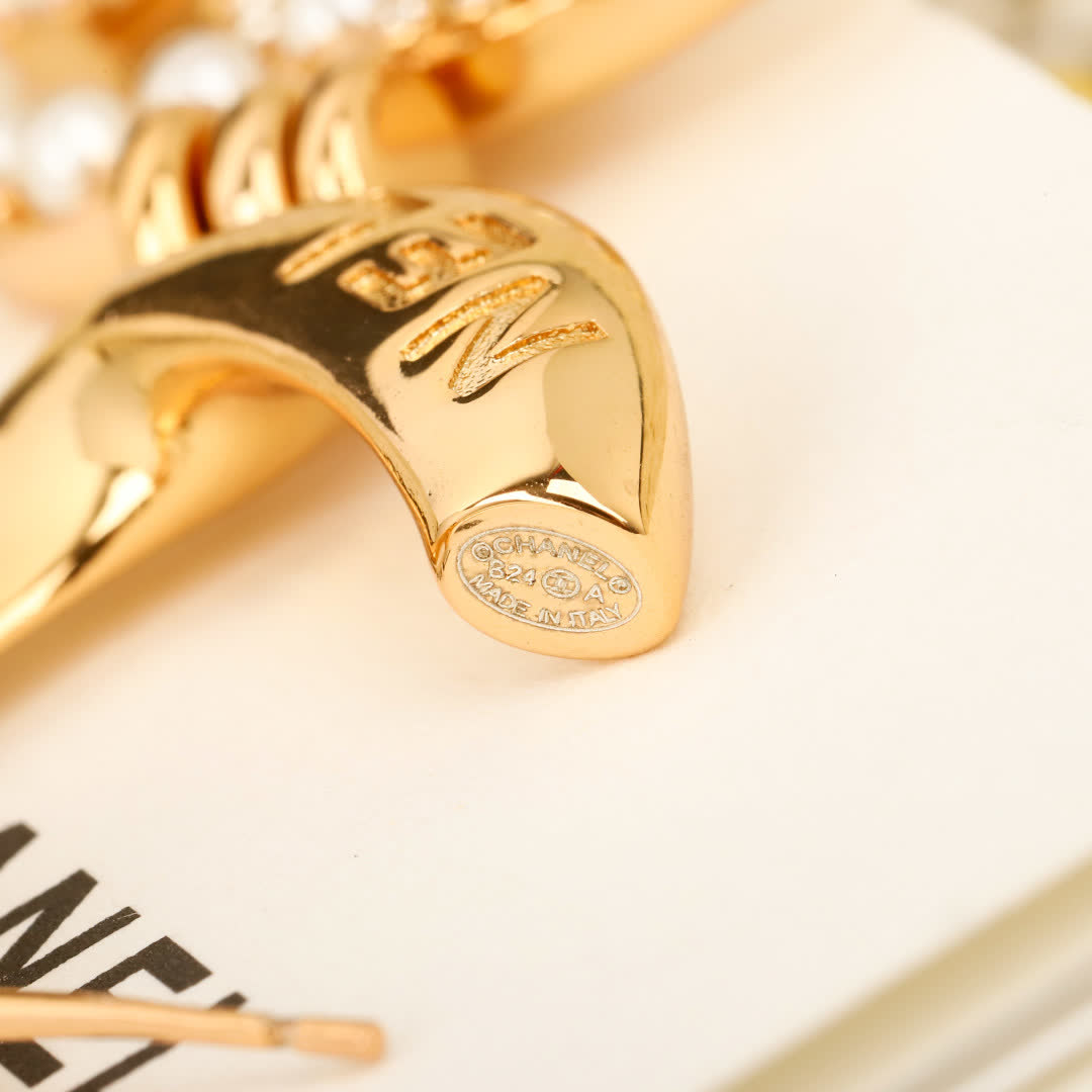 Chanel CC Logo Gold Tone Earrings