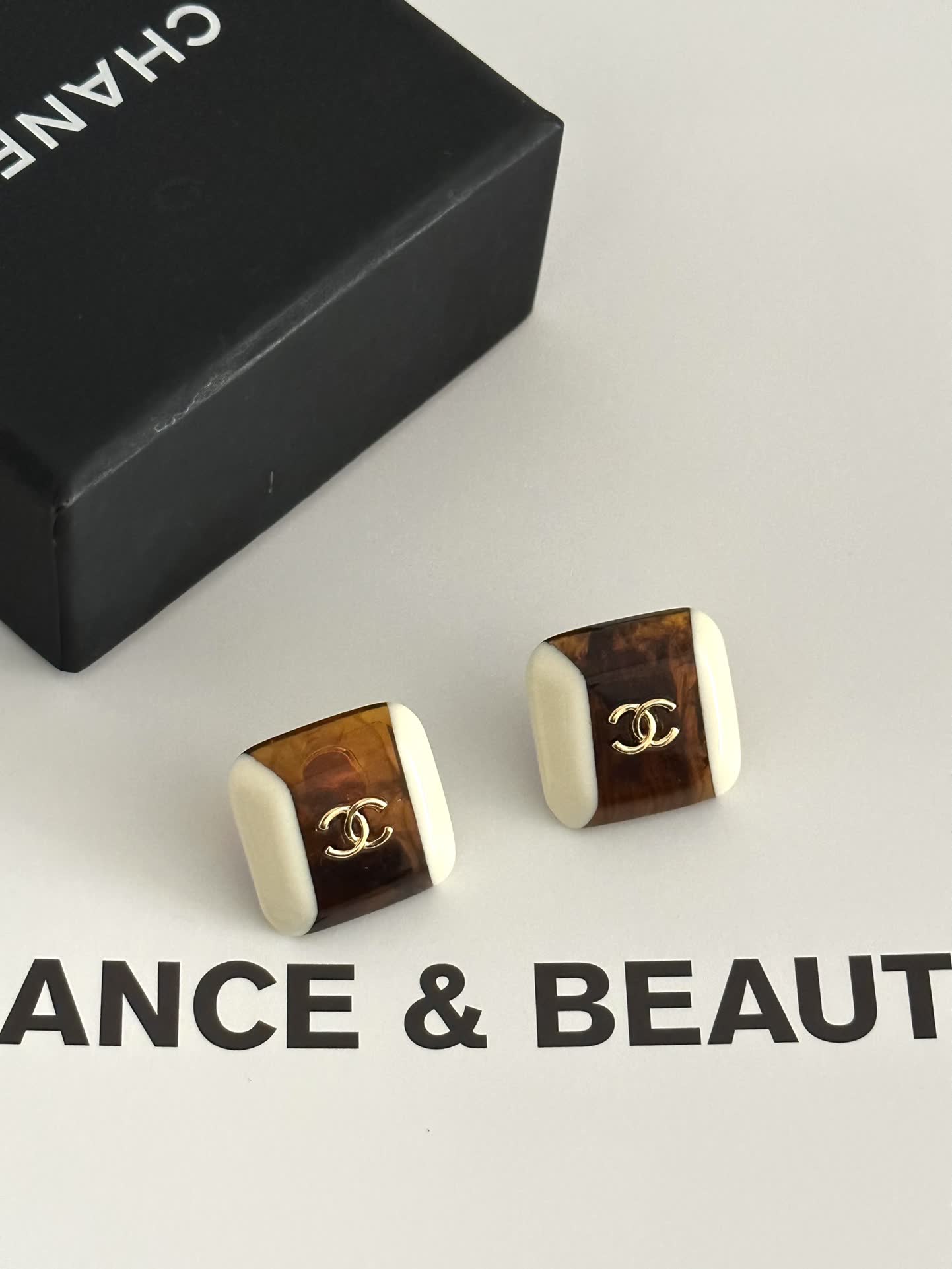 Chanel Brown and White Earrings Chanel Brown and White Earrings