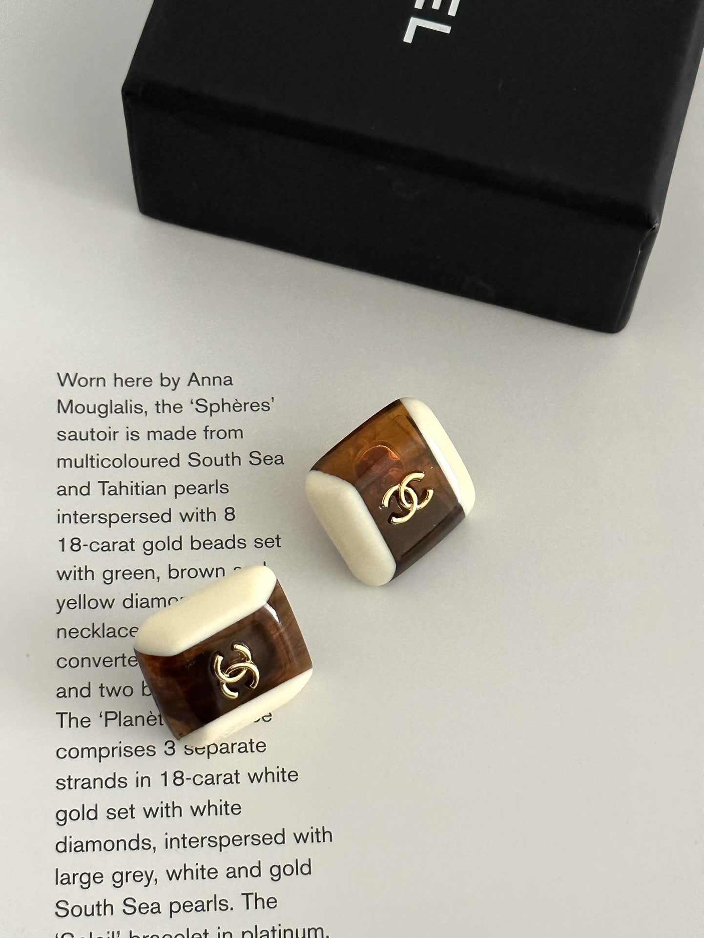 Chanel Brown and White Earrings