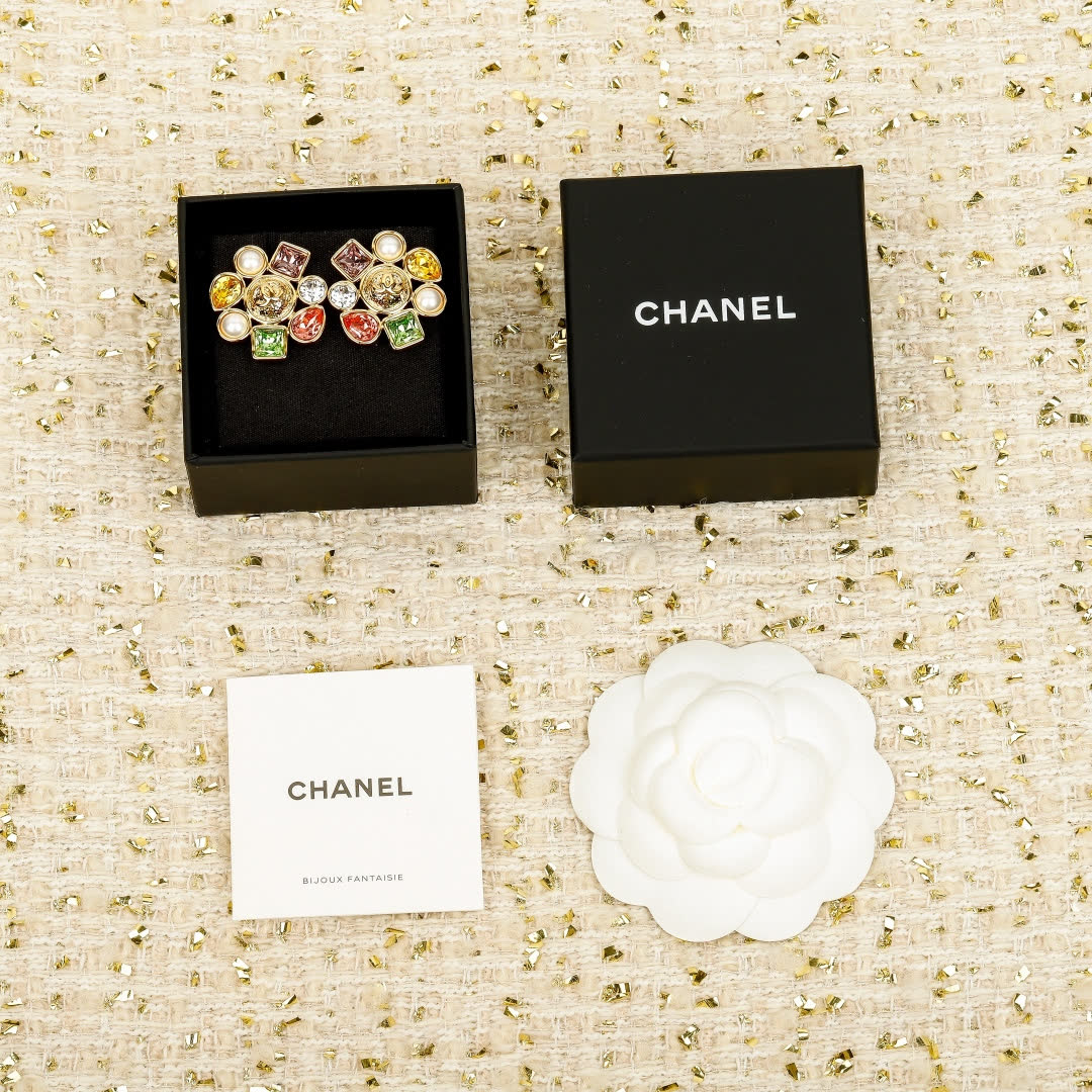 Chanel Earrings, Multicolored Gemstone Design Chanel Earrings, Multicolored Gemstone Design