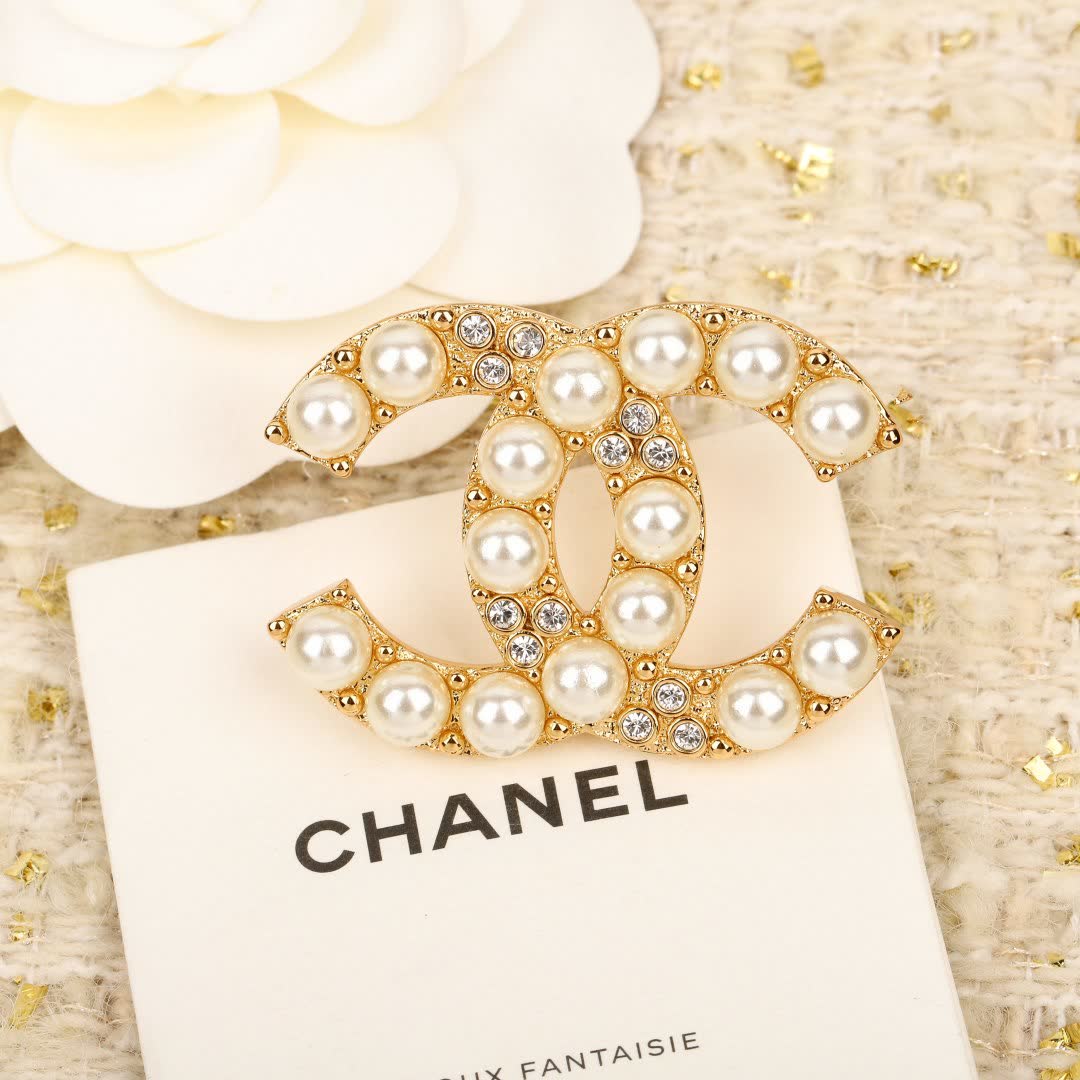 Chanel CC Pearl Stud Earrings