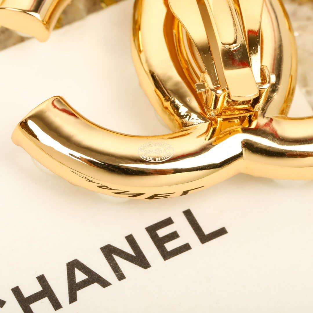 Chanel CC Pearl Stud Earrings