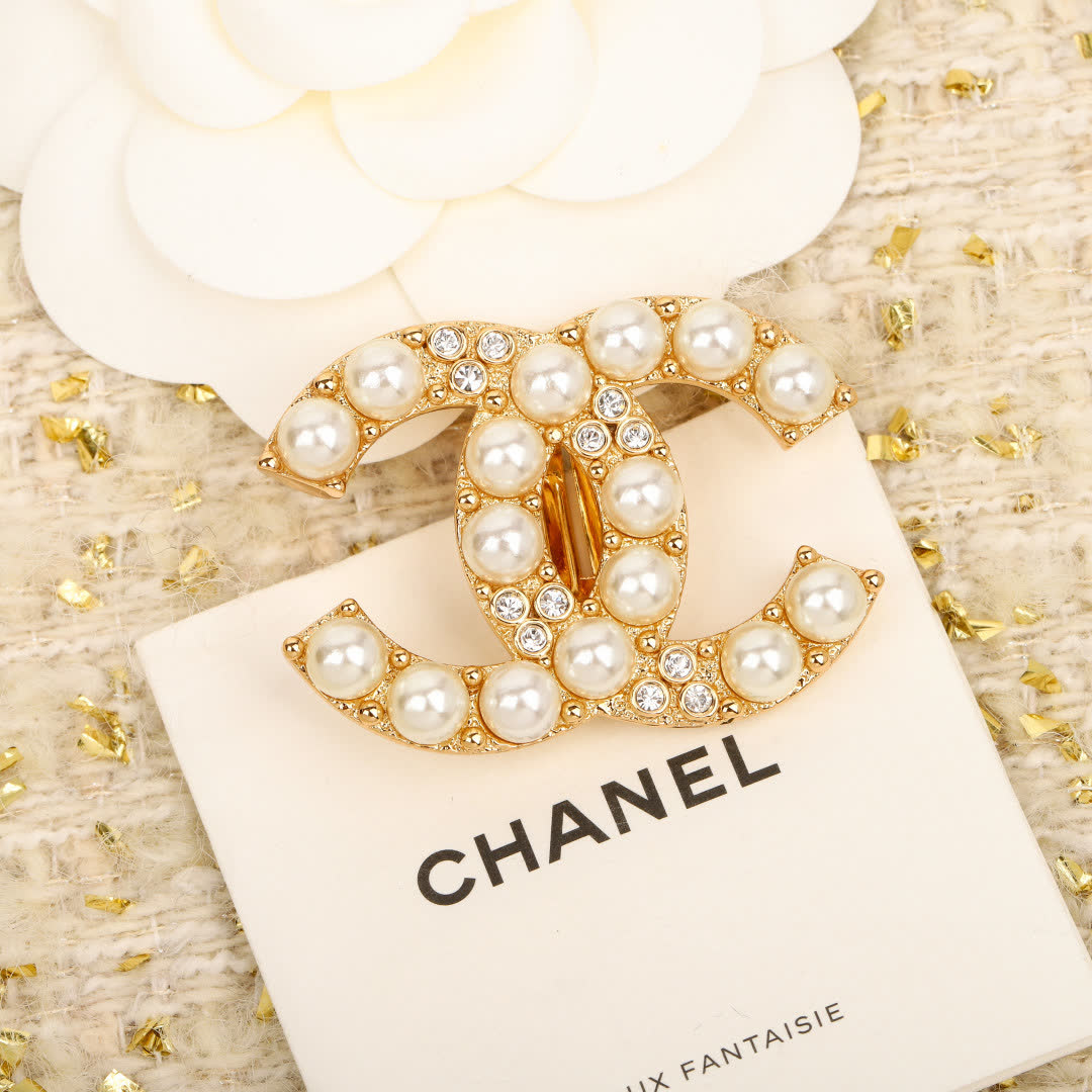 Chanel CC Pearl Stud Earrings