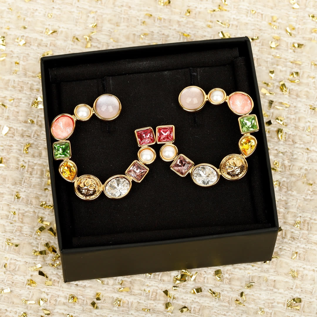 Chanel Multicolored Gemstone Earrings