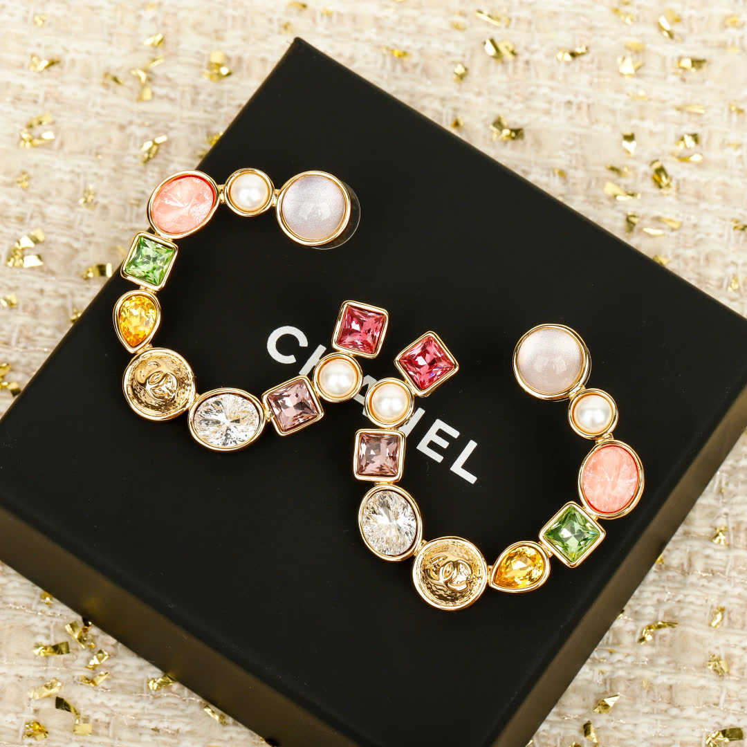 Chanel Multicolored Gemstone Earrings