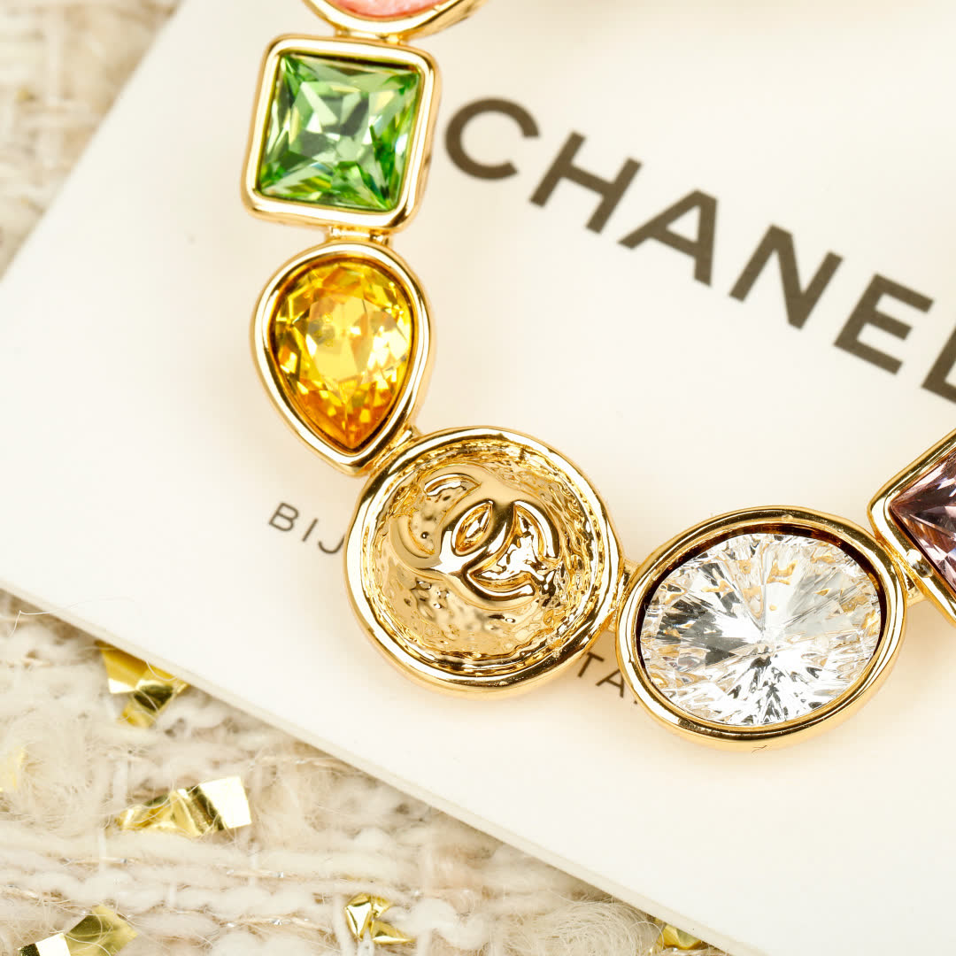 Chanel Multicolored Gemstone Earrings