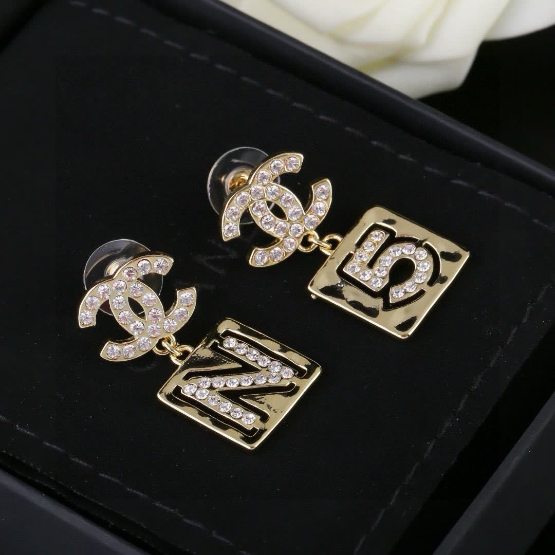 Chanel CC Logo & Number Earrings