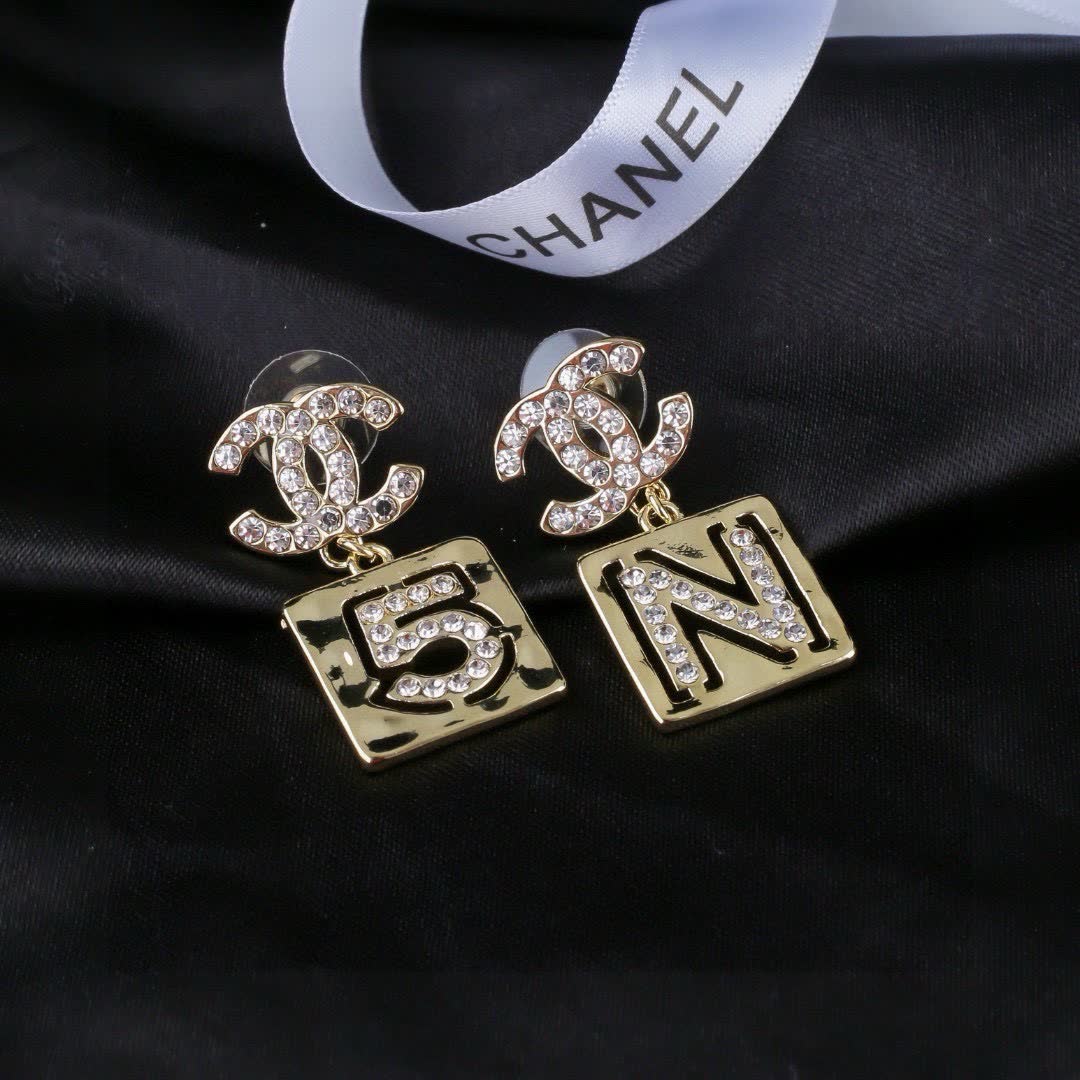 Chanel CC Logo & Number Earrings