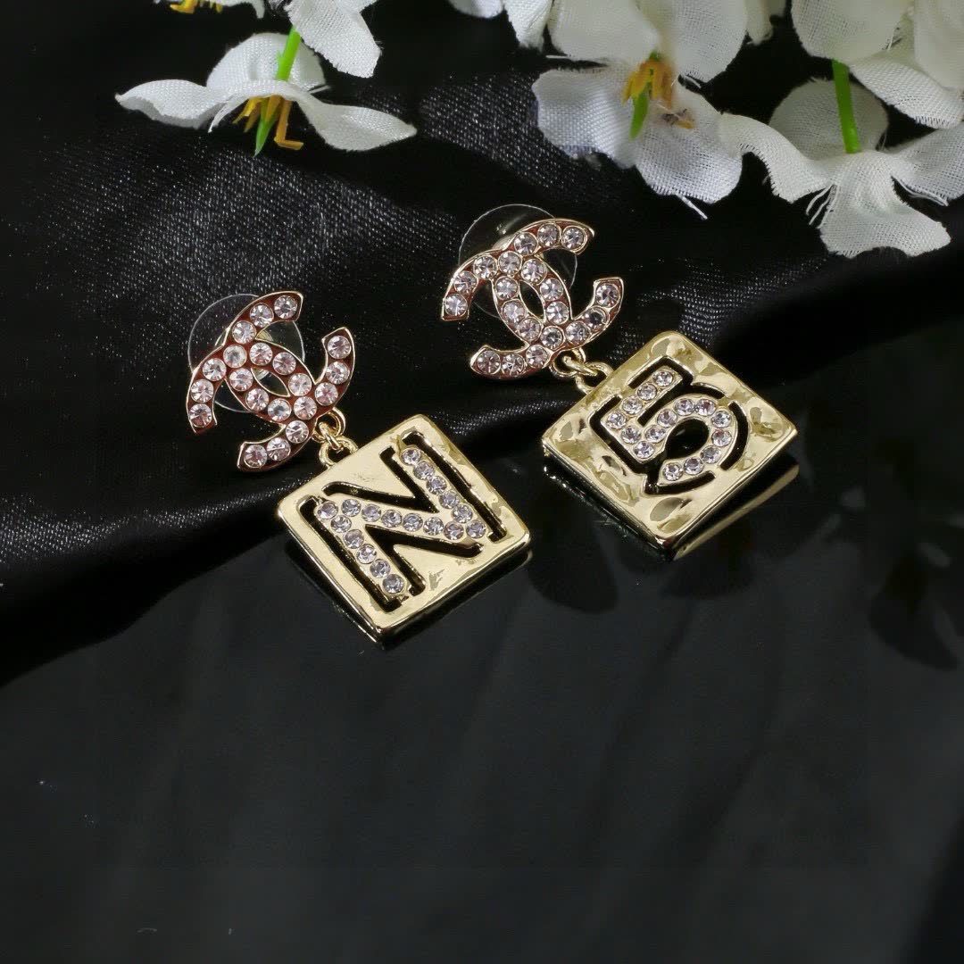 Chanel CC Logo & Number Earrings