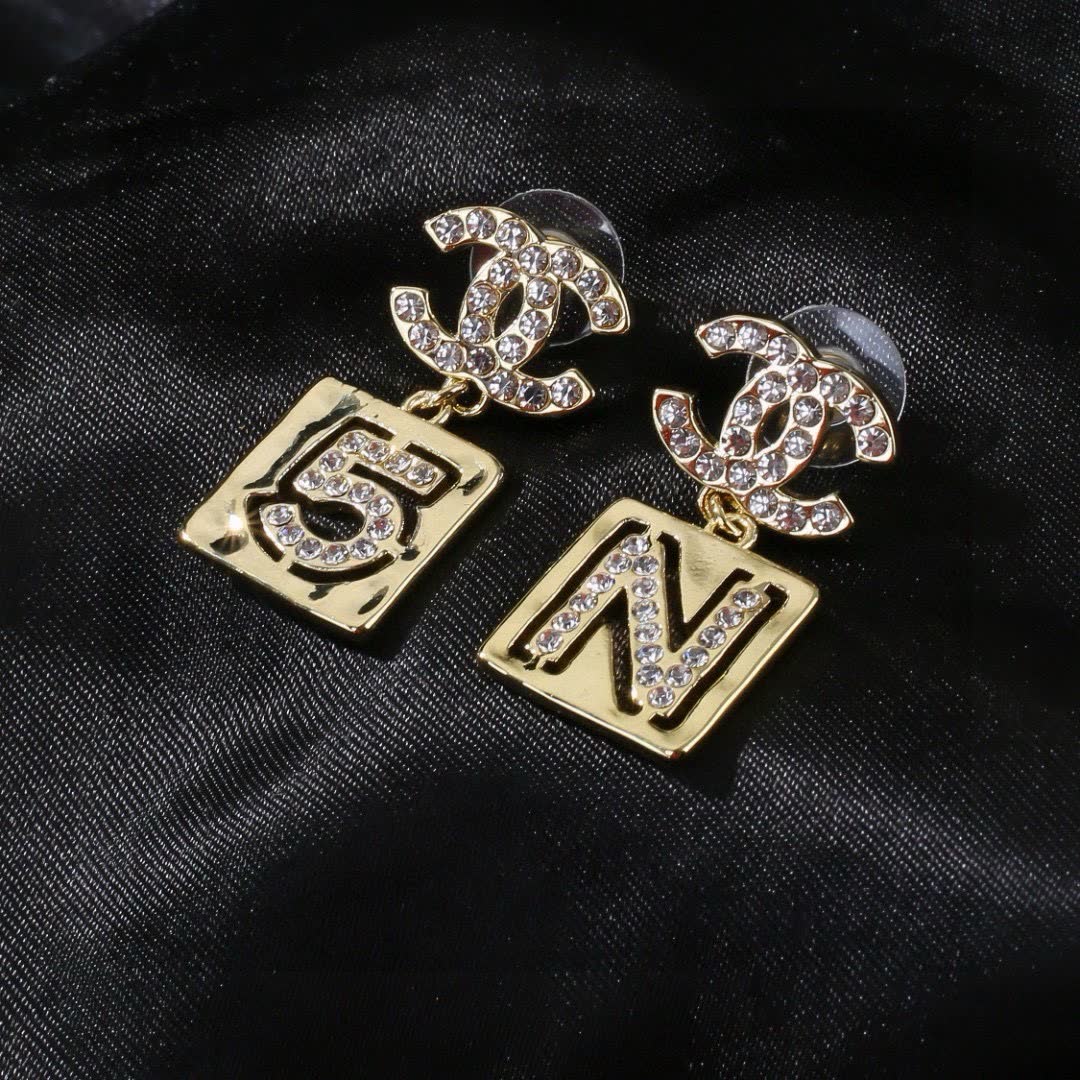 Chanel CC Logo & Number Earrings
