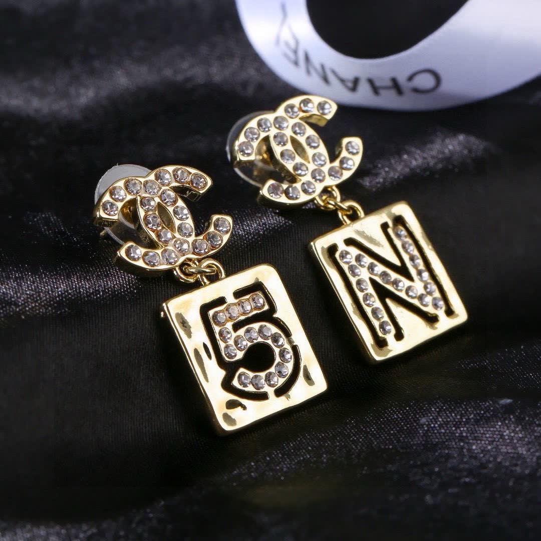 Chanel CC Logo & Number Earrings