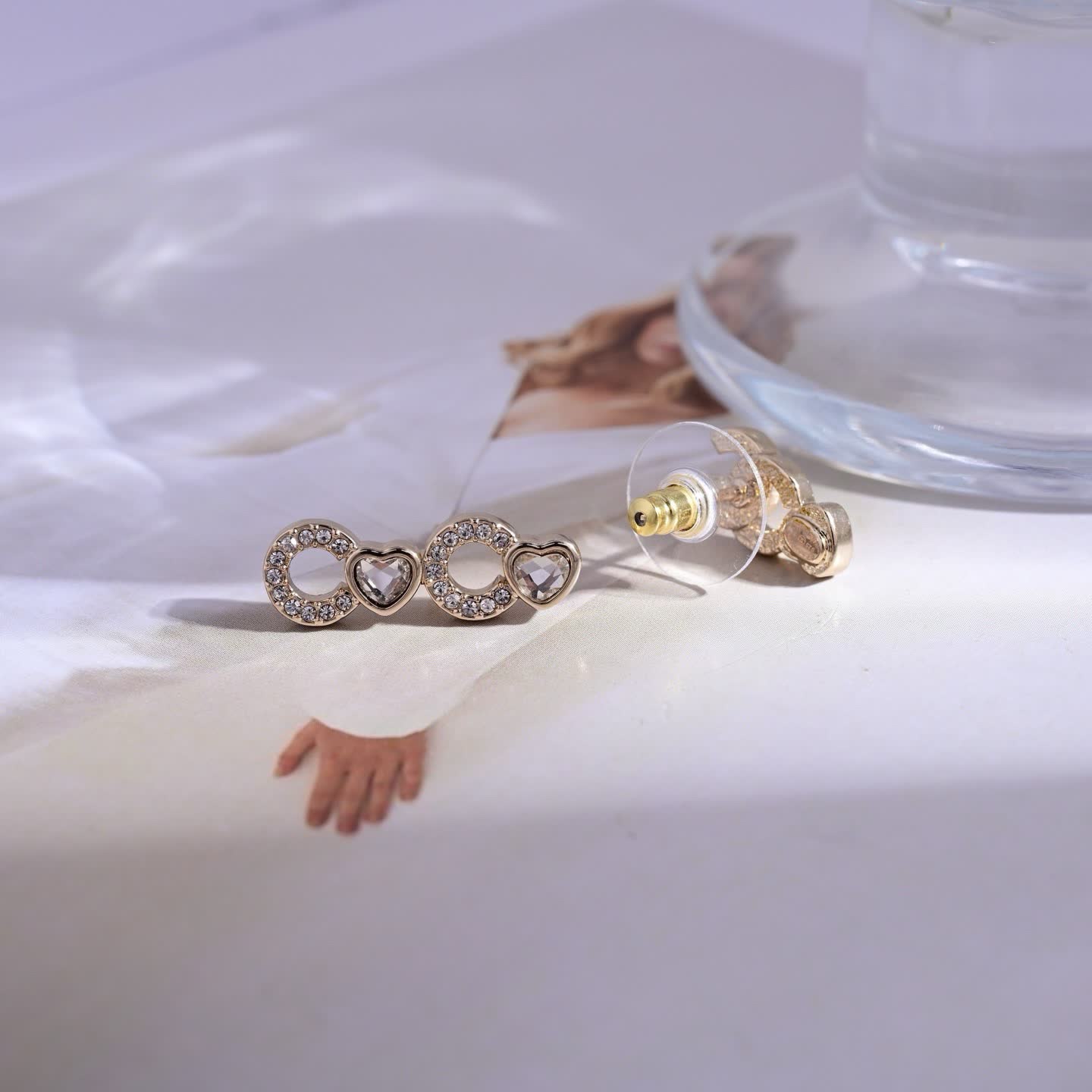 Chanel CC Heart Stud Earrings