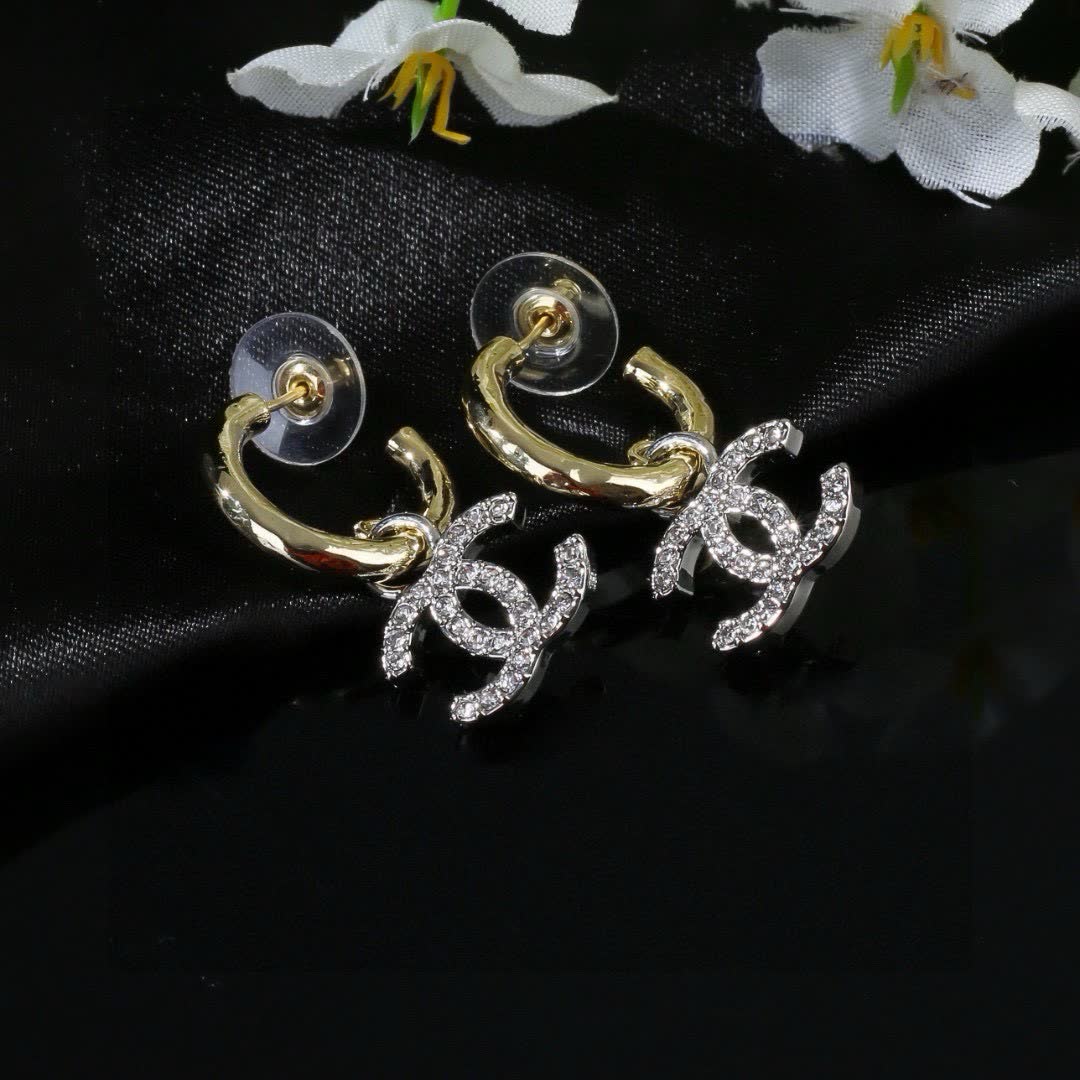 Chanel CC Logo Diamond Earrings