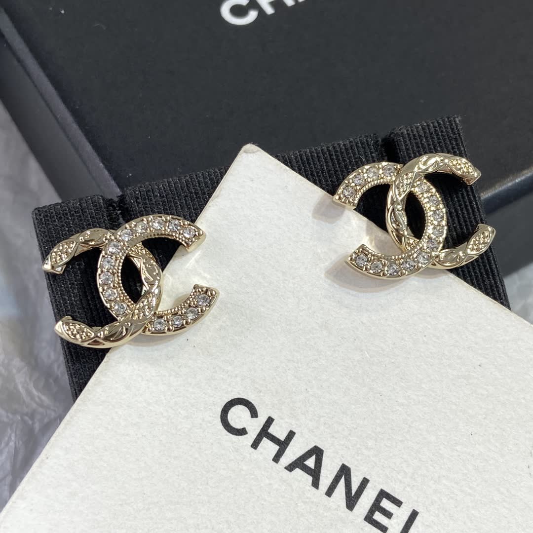 Chanel CC Logo Stud Earrings