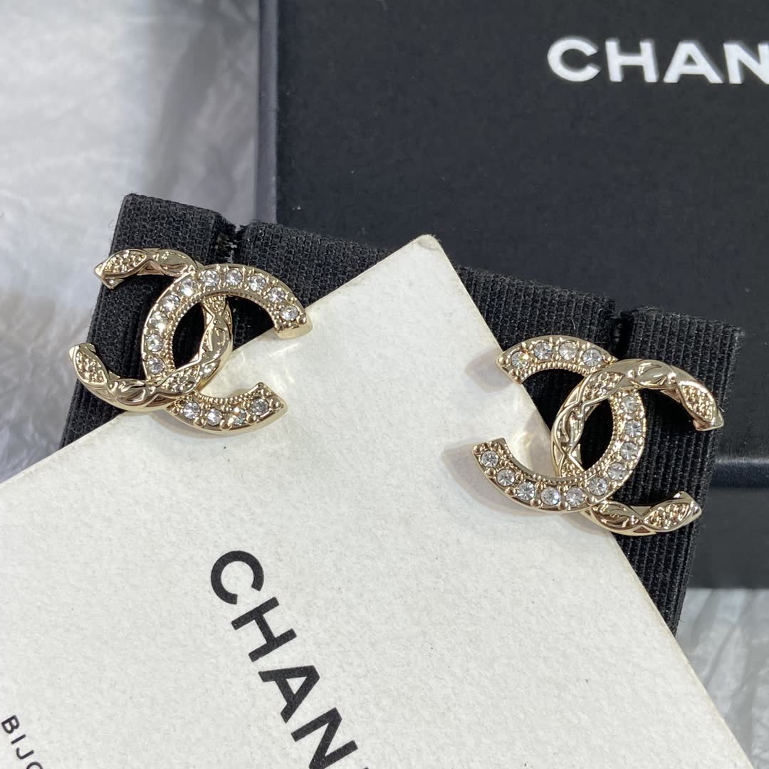 Chanel CC Logo Stud Earrings