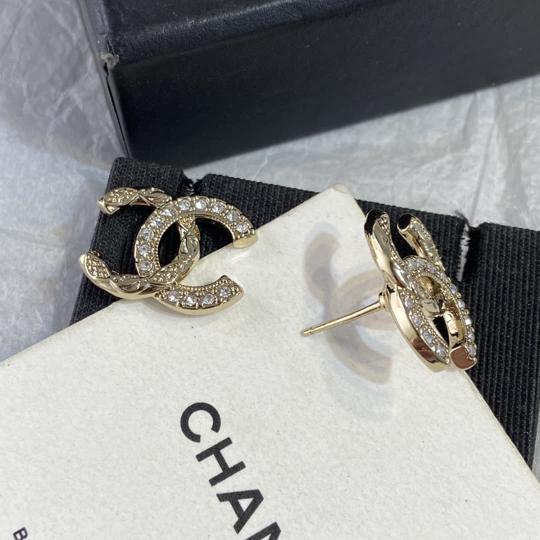 Chanel CC Logo Stud Earrings
