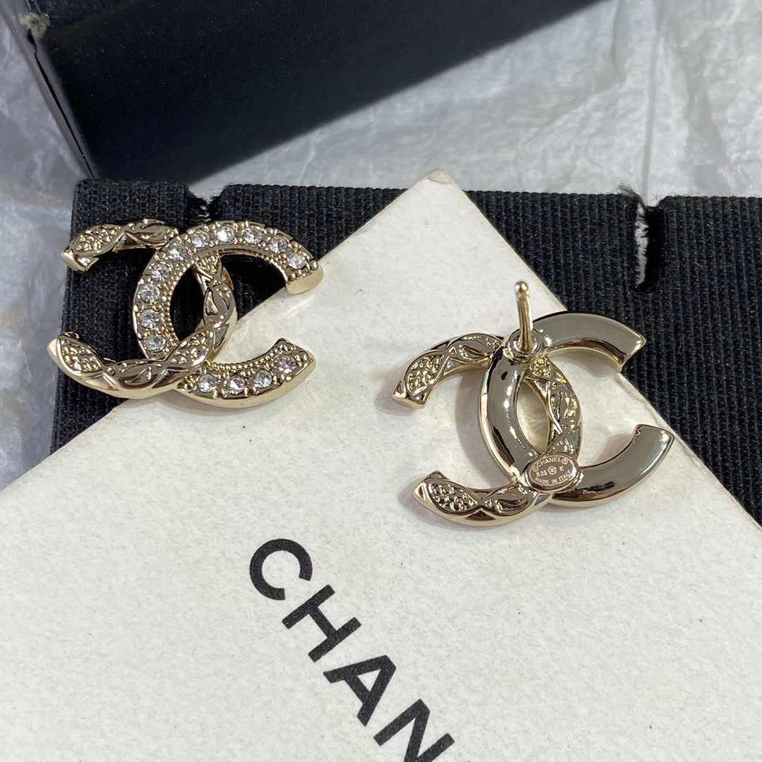 Chanel CC Logo Stud Earrings
