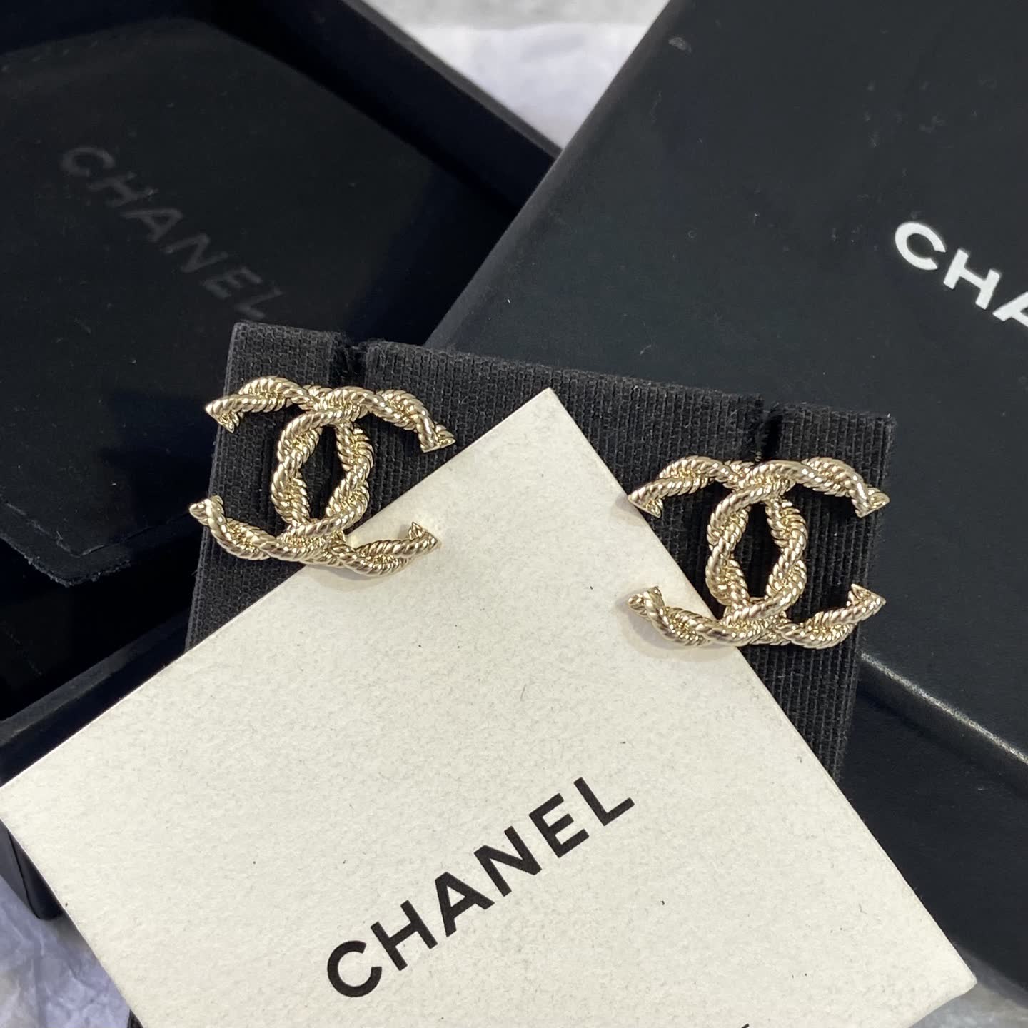 Chanel CC Logo Stud Earrings Chanel CC Logo Stud Earrings