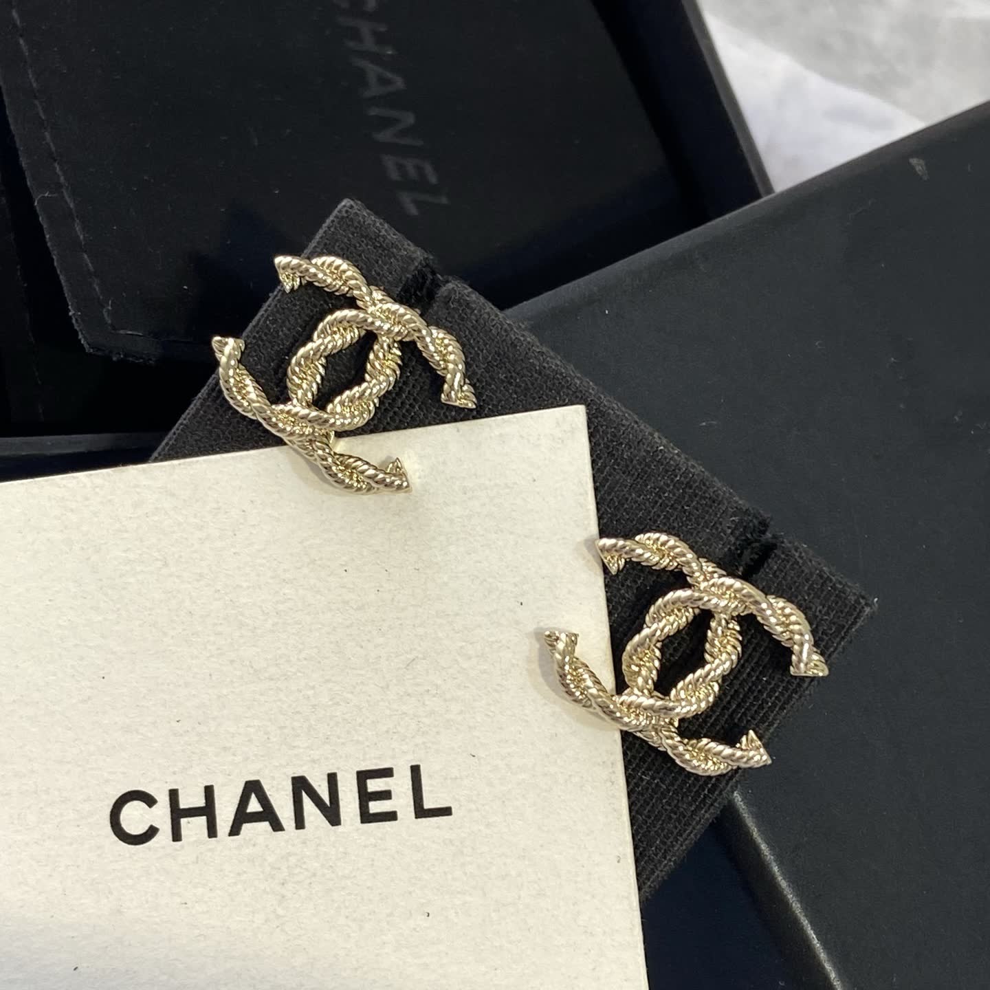 Chanel CC Logo Stud Earrings