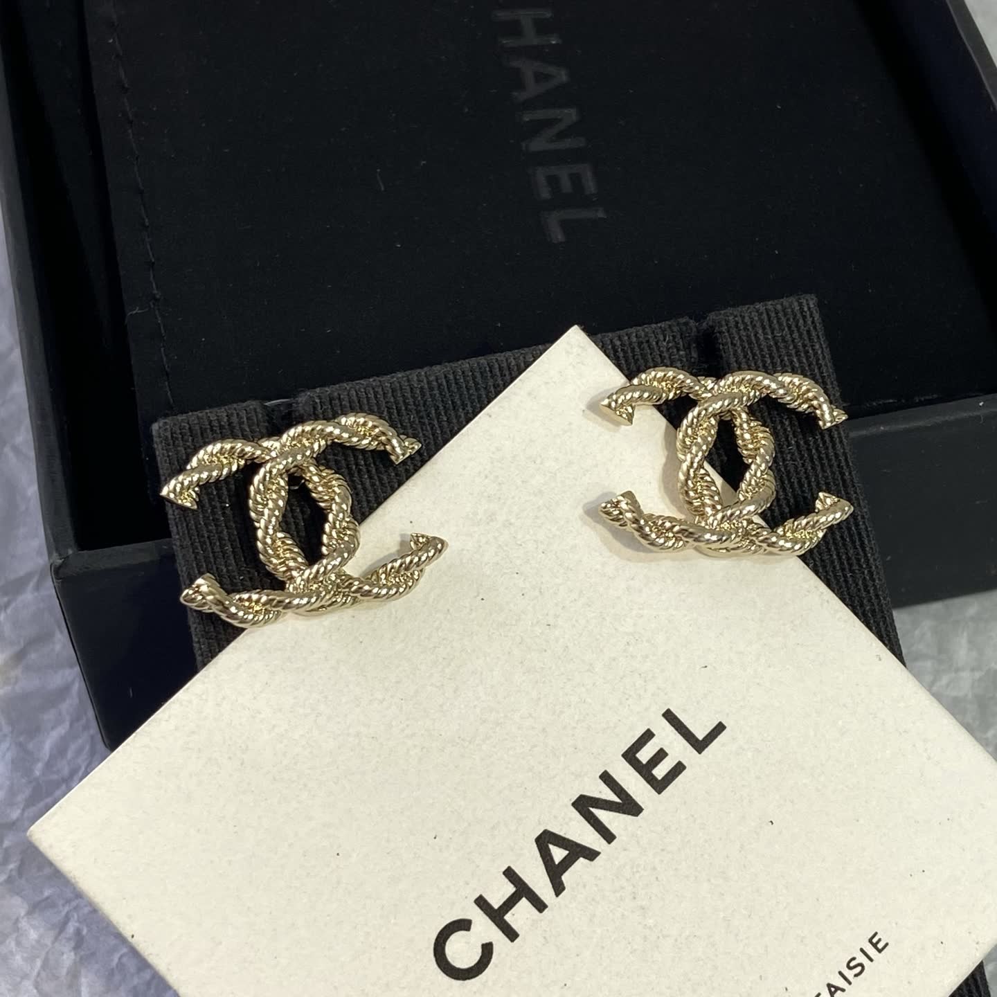Chanel CC Logo Stud Earrings