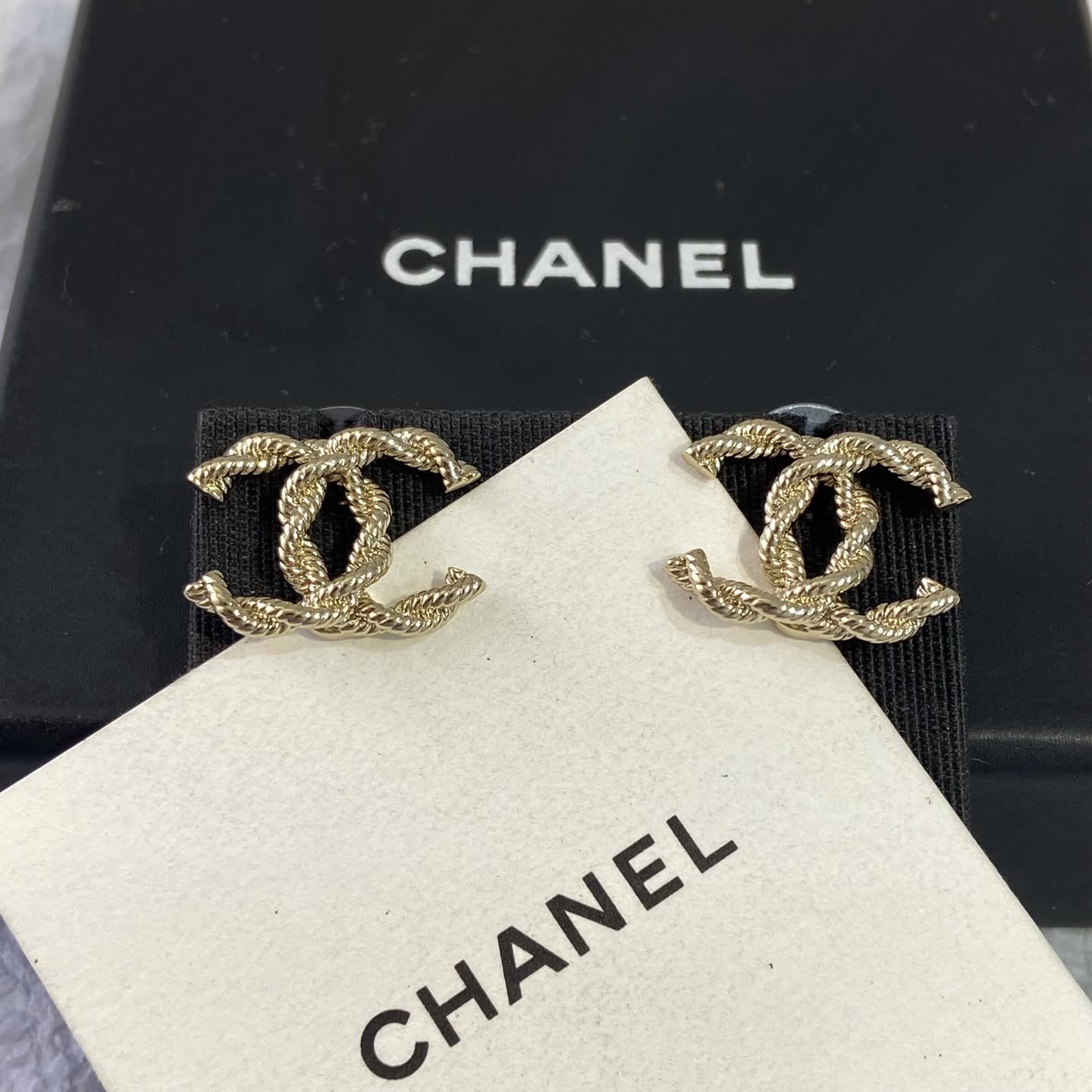 Chanel CC Logo Stud Earrings