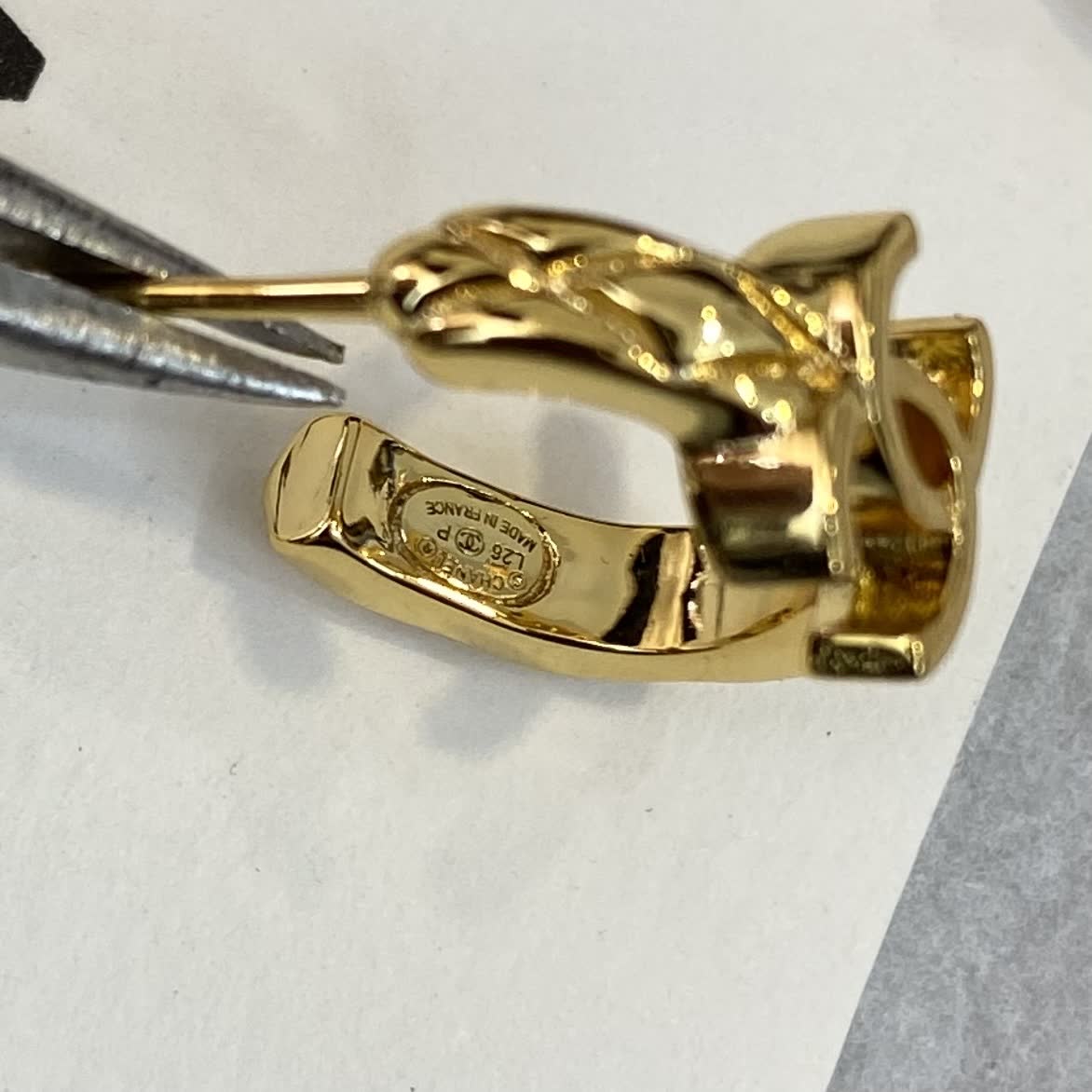 Chanel CC Logo Gold Tone Stud Earrings
