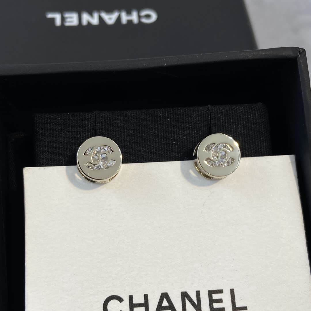 Chanel CC Logo Stud Earrings