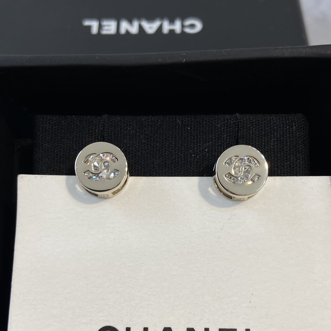 Chanel CC Logo Stud Earrings