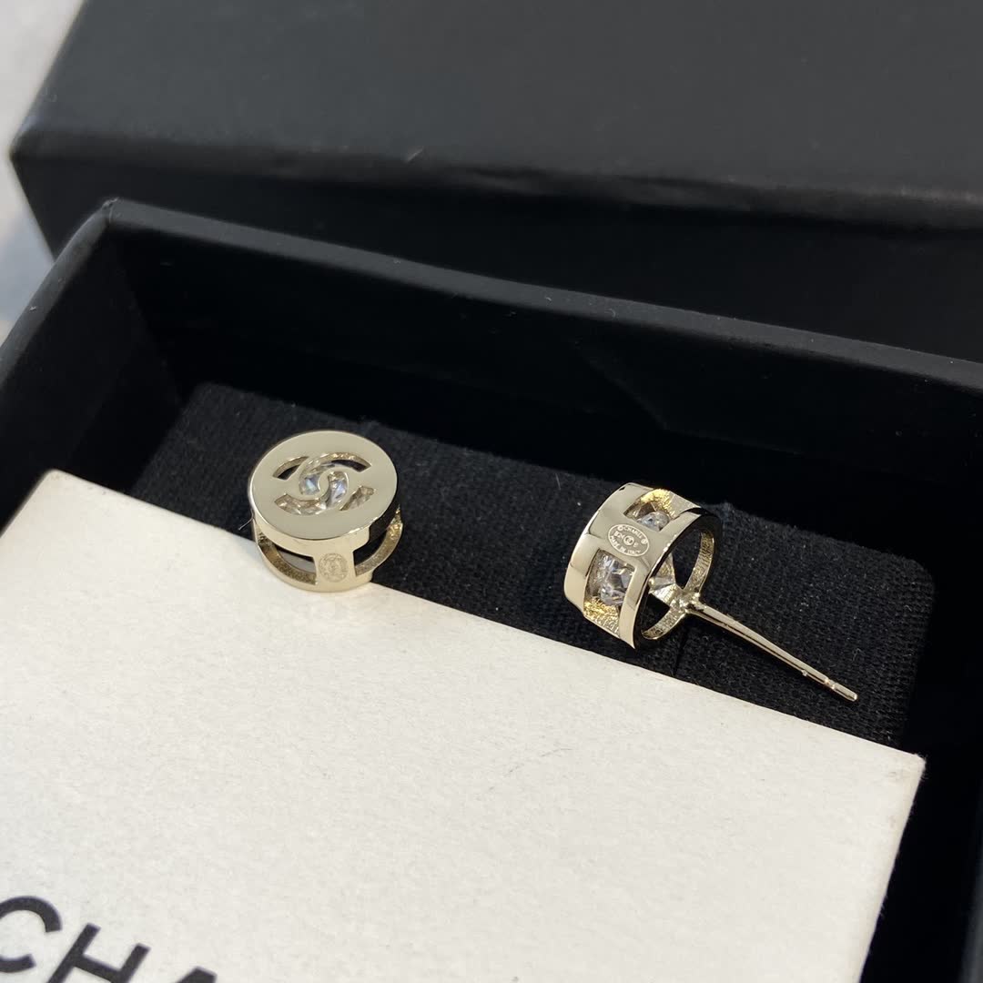 Chanel CC Logo Stud Earrings