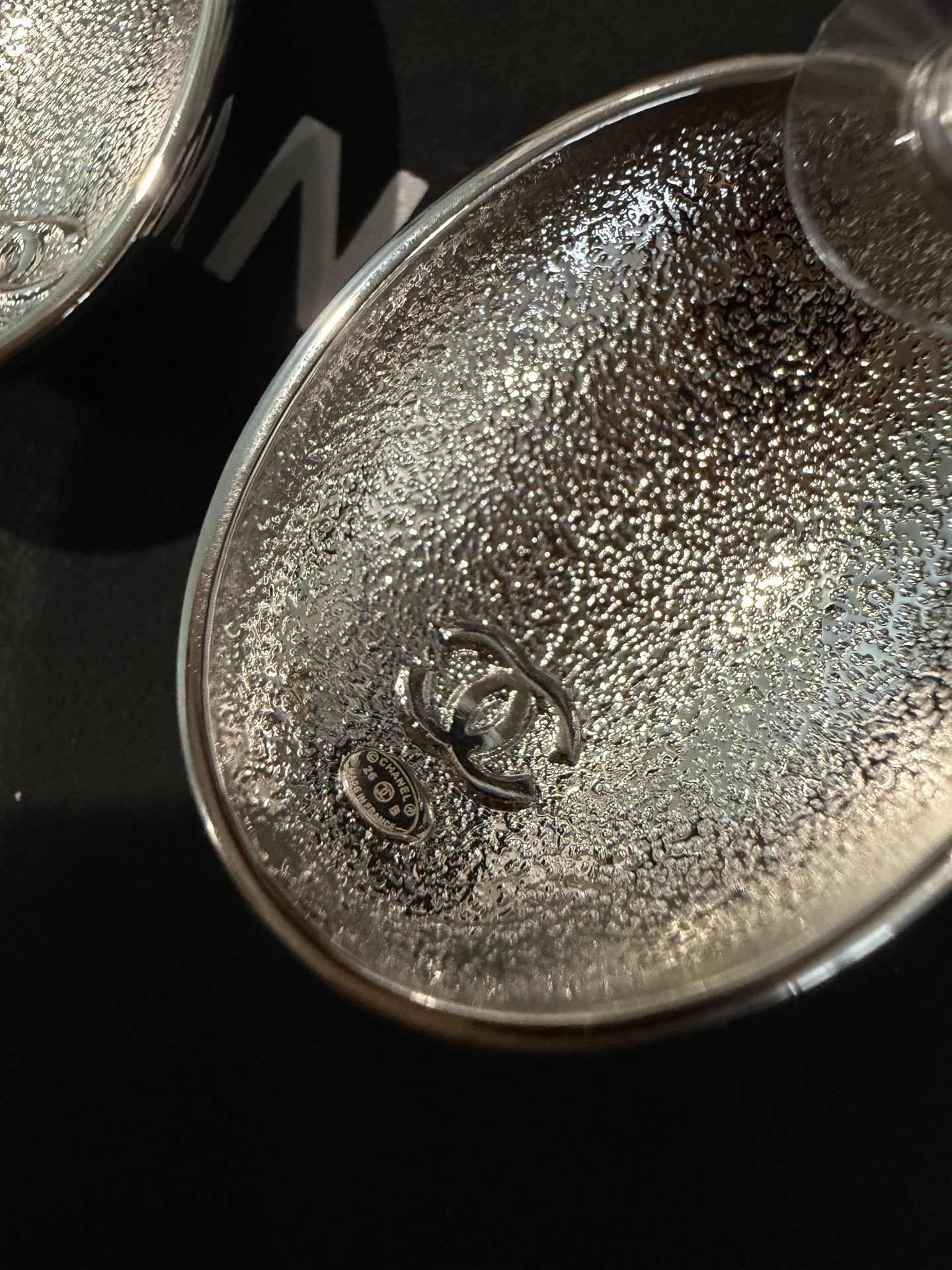 Chanel Silver CC Logo Earrings